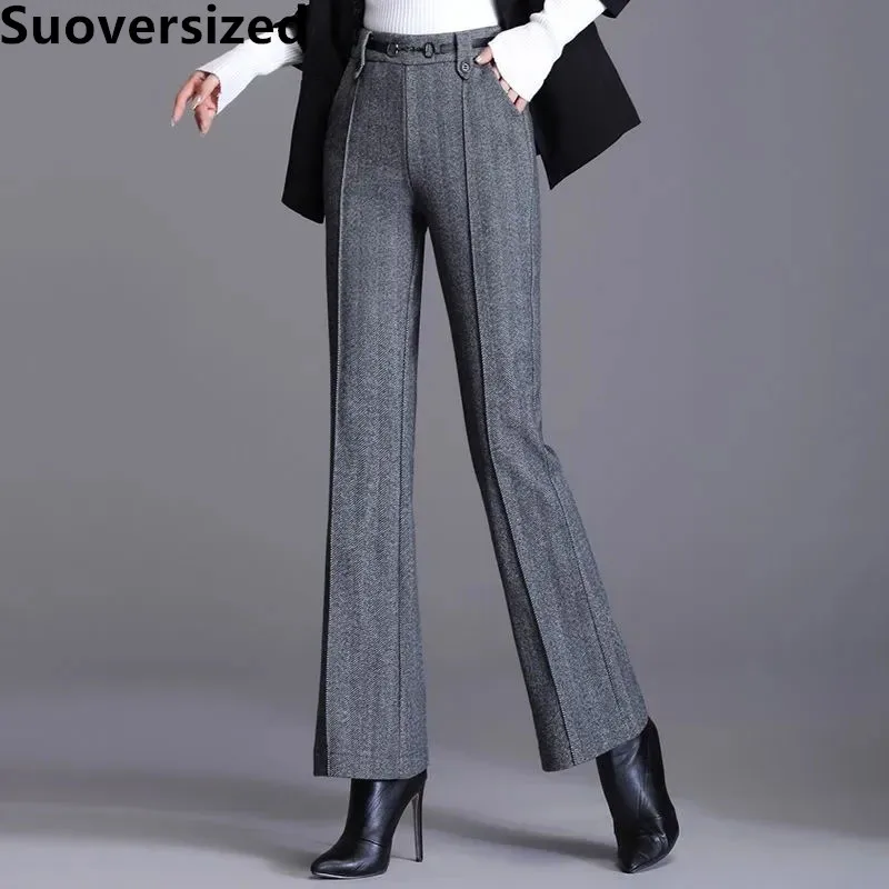 Office Lady Woolen Flare Pants Autumn Winter Oversized 4xl Thick Bell-bottoms Elegant Elastic High Waist Wool Blend Pantalones
Office Lady Woolen Flare Pants Autumn Winter Oversized 4xl Thick Bell-bottoms Elegant Elastic High Waist Wool Blend Pantalones