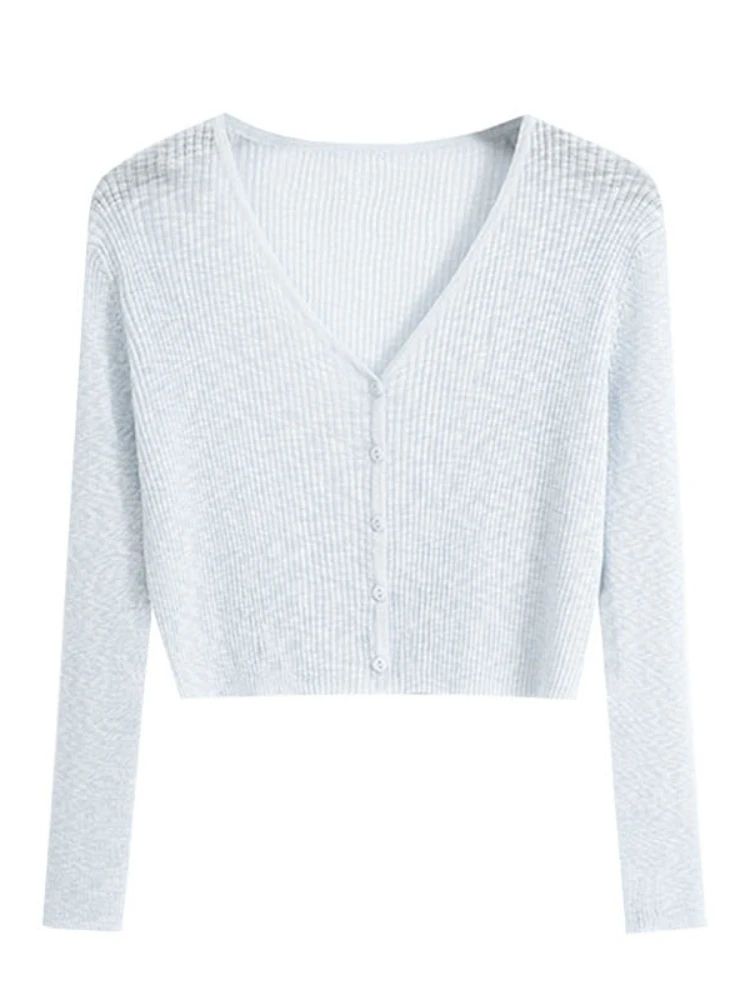 2026 Summer Thin Ice Silk Knit Sun Protection Women Cardigan Solid Color Casual Short Shawl Outerwear Air Conditioning Blouse 13 S80e686a0557349faa67623cbbe167922g