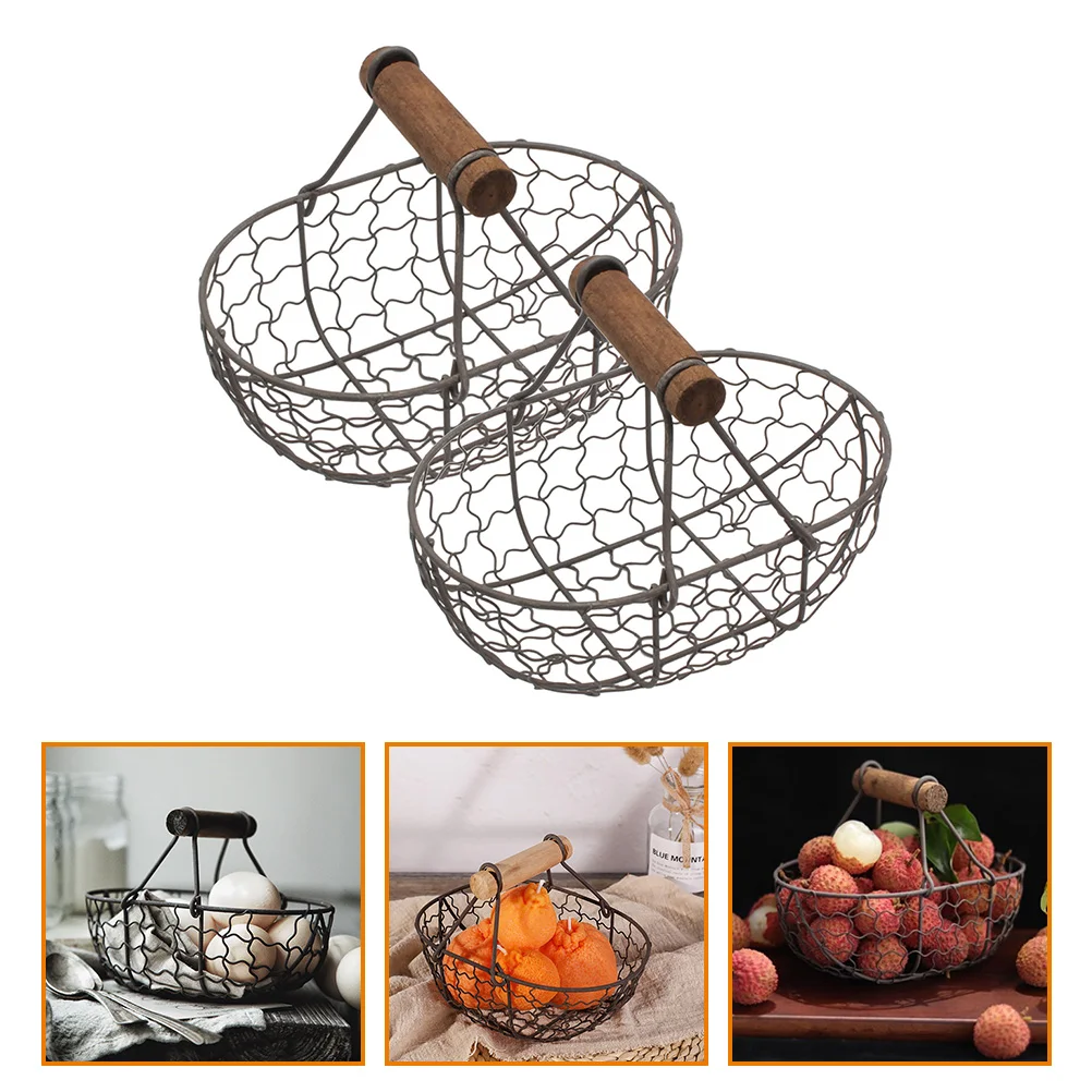 2 Pcs Storage Basket Fruit Home Iron Wire Decor Egg Baskets Gifts Empty Wooden Handle Basket
2 Pcs Storage Basket Fruit Home Iron Wire Decor Egg Baskets Gifts Empty Wooden Handle Basket