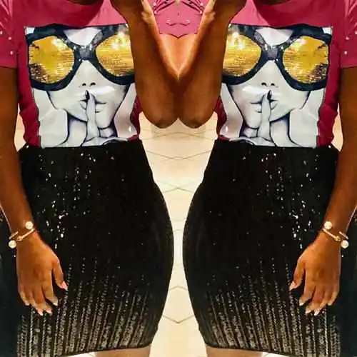 Women's Sequined Patch Beaded ort Sve T-irt with Glasses Faionable Casual Cotton Top for All Seasons
Women's Sequined Patch Beaded ort Sve T-irt with Glasses Faionable Casual Cotton Top for All Seasons
