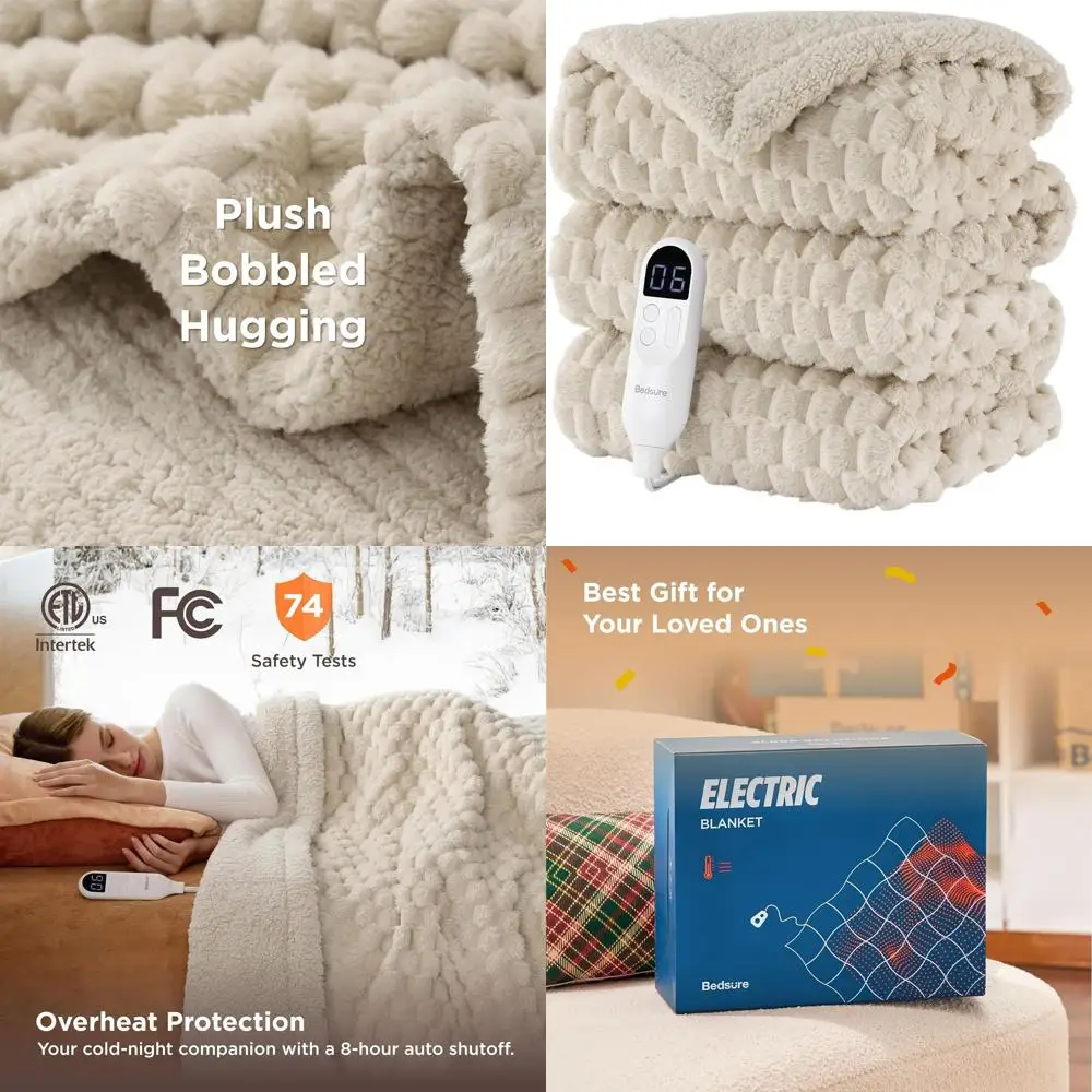 Twin Size Electric Blanket - Soft Flannel Sherpa, 6 Heat Levels, 10 Timers, 8-Hour Auto Shut-Off (Light Brown, 62x84)
Twin Size Electric Blanket - Soft Flannel Sherpa, 6 Heat Levels, 10 Timers, 8-Hour Auto Shut-Off (Light Brown, 62x84)