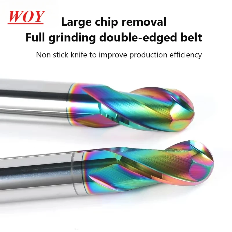 WOY 2 Flute HRC55 Ball Nose End Mill Tungsten Carbide Cutter CNC Router Bit Milling Tool R0.5R0.75R1R2R3R4R5R6R7R8 Ball End
WOY 2 Flute HRC55 Ball Nose End Mill Tungsten Carbide Cutter CNC Router Bit Milling Tool R0.5R0.75R1R2R3R4R5R6R7R8 Ball End