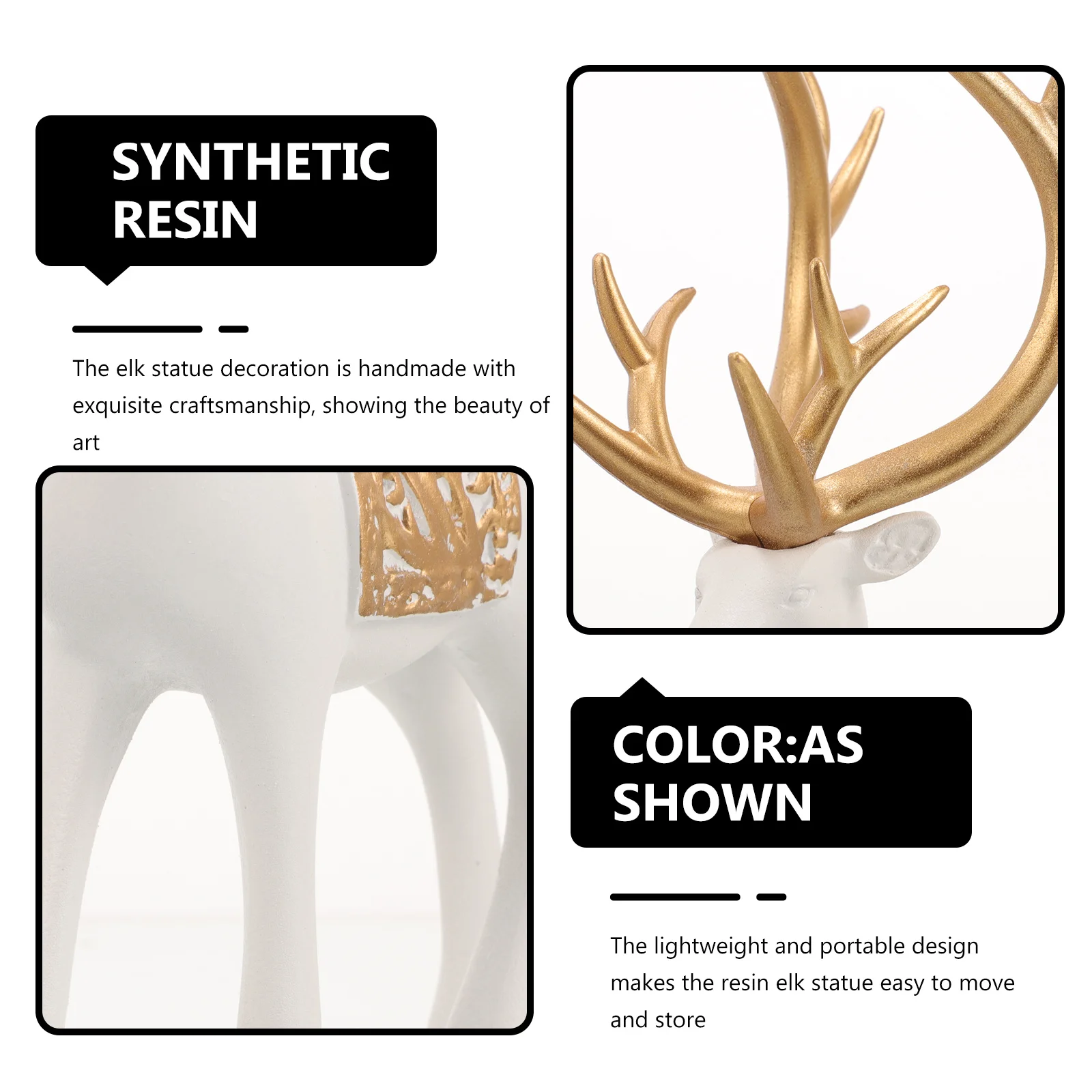 1Pair Decorative Sculpture Resin Elk Art Craft Festive Home Office Table Top Display Holiday Party Room Decor Centerpiece
1Pair Decorative Sculpture Resin Elk Art Craft Festive Home Office Table Top Display Holiday Party Room Decor Centerpiece