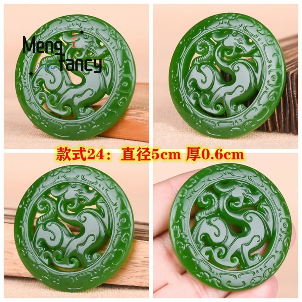 Natural Hetian Jade Spinach Green Retro Zodiac Dragon Tiger Guanyin Buddha Ruyi Pendant Exquisite Fashion Jewelry Holiday Gifts
Natural Hetian Jade Spinach Green Retro Zodiac Dragon Tiger Guanyin Buddha Ruyi Pendant Exquisite Fashion Jewelry Holiday Gifts