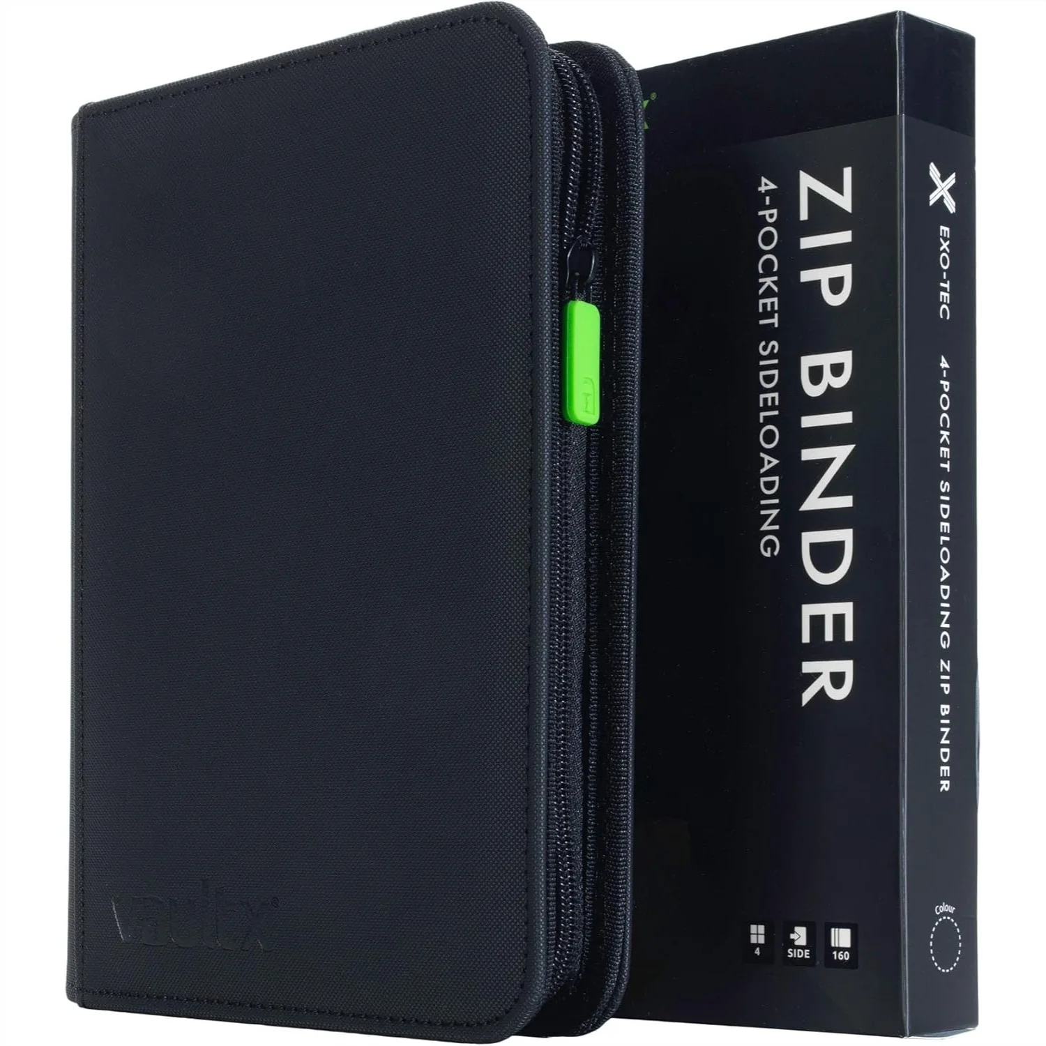 4 Pocket Zip Binder For Trading Cards 160 Capacity Exo-Tec Material 20 Side-Loading Pages Black
4 Pocket Zip Binder For Trading Cards 160 Capacity Exo-Tec Material 20 Side-Loading Pages Black