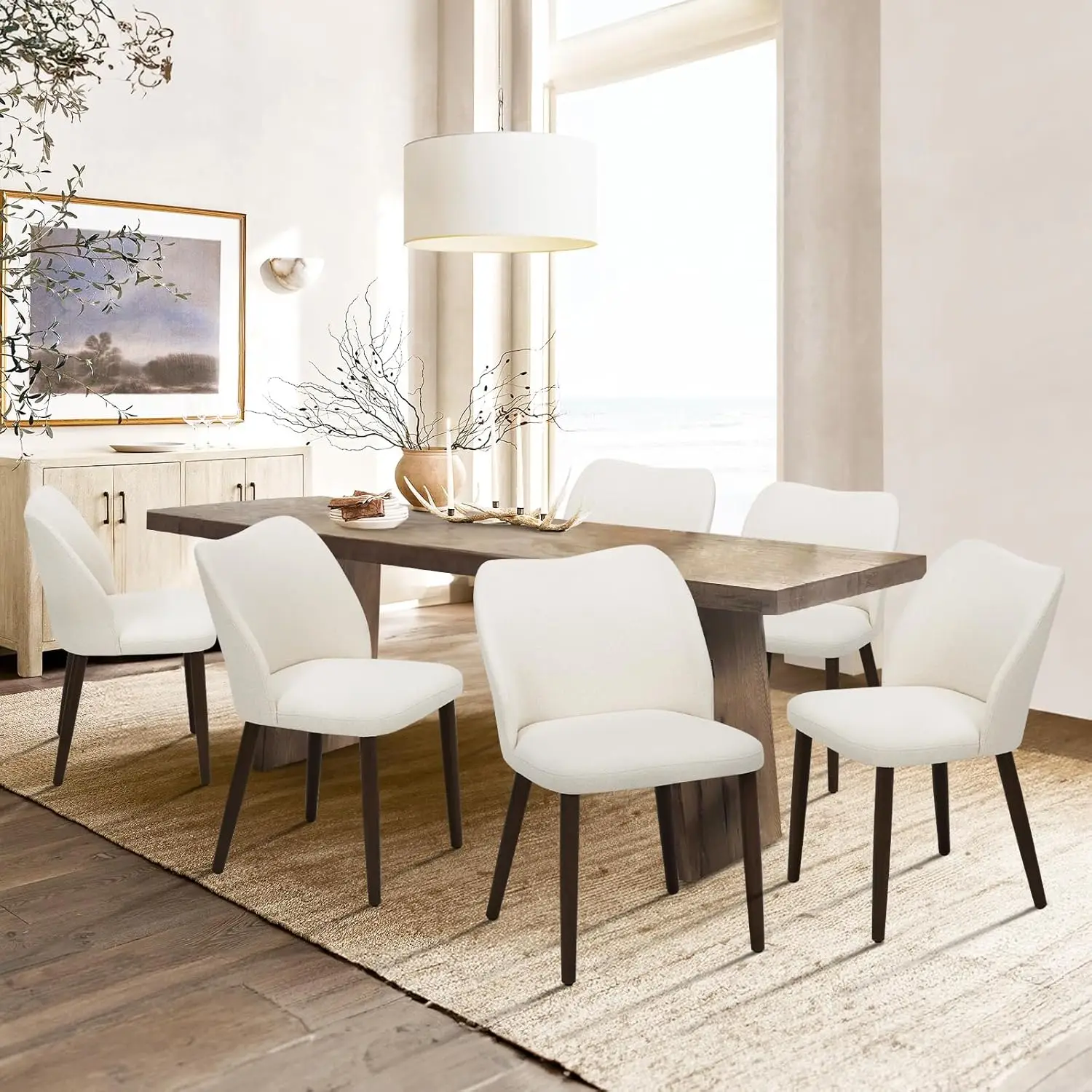 Upholstered Dining Chairs Set of 6, Modern Fabric Dining Room Kitchen Side Chair with Padded Seat and Wood Legs for Restaurant/
Upholstered Dining Chairs Set of 6, Modern Fabric Dining Room Kitchen Side Chair with Padded Seat and Wood Legs for Restaurant/