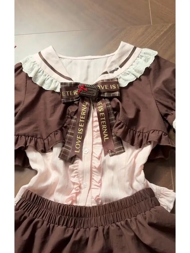Sweet Lolita Vintage Plaid Bow Ruffle Lace Puff Sleeve 2 Piece Set Blouse Tiered Cake Skirt Women Girls Dailywear Cosplay Outfit
Sweet Lolita Vintage Plaid Bow Ruffle Lace Puff Sleeve 2 Piece Set Blouse Tiered Cake Skirt Women Girls Dailywear Cosplay Outfit