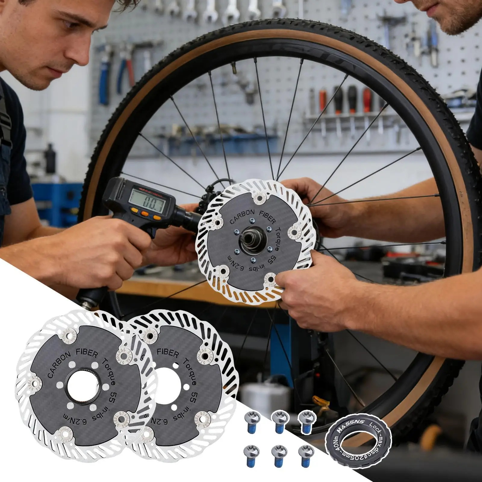 Lightweight High Strength Rotor, Carbon Fiber Floating Brake Disc, 140/160mm Centerlock 6 Bolts Road Bike Part
Lightweight High Strength Rotor, Carbon Fiber Floating Brake Disc, 140/160mm Centerlock 6 Bolts Road Bike Part