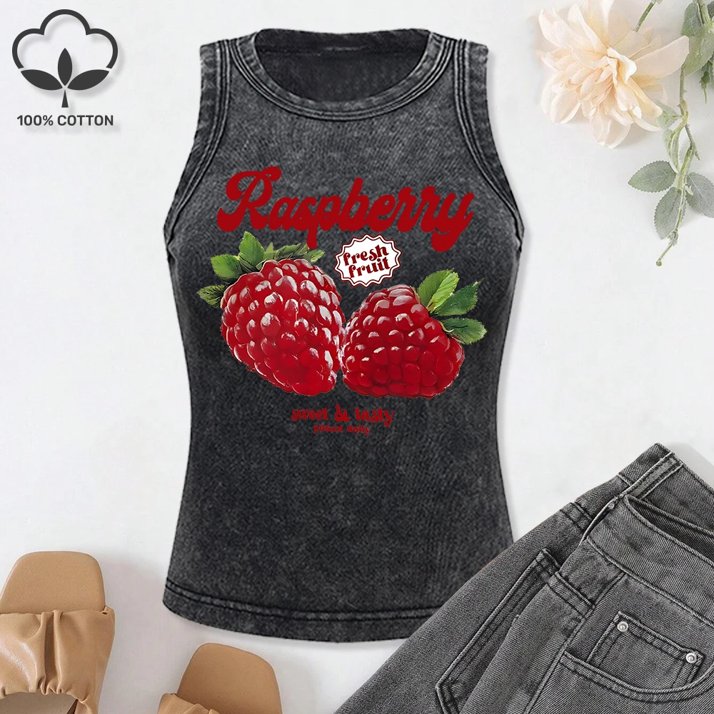 Fresh Raspberry Fruit Sweet Tasty Picked Daily Print Women Washed Vest Hip Hop Clothes Summer Cotton Tank Tops Casual Singlet
Fresh Raspberry Fruit Sweet Tasty Picked Daily Print Women Washed Vest Hip Hop Clothes Summer Cotton Tank Tops Casual Singlet