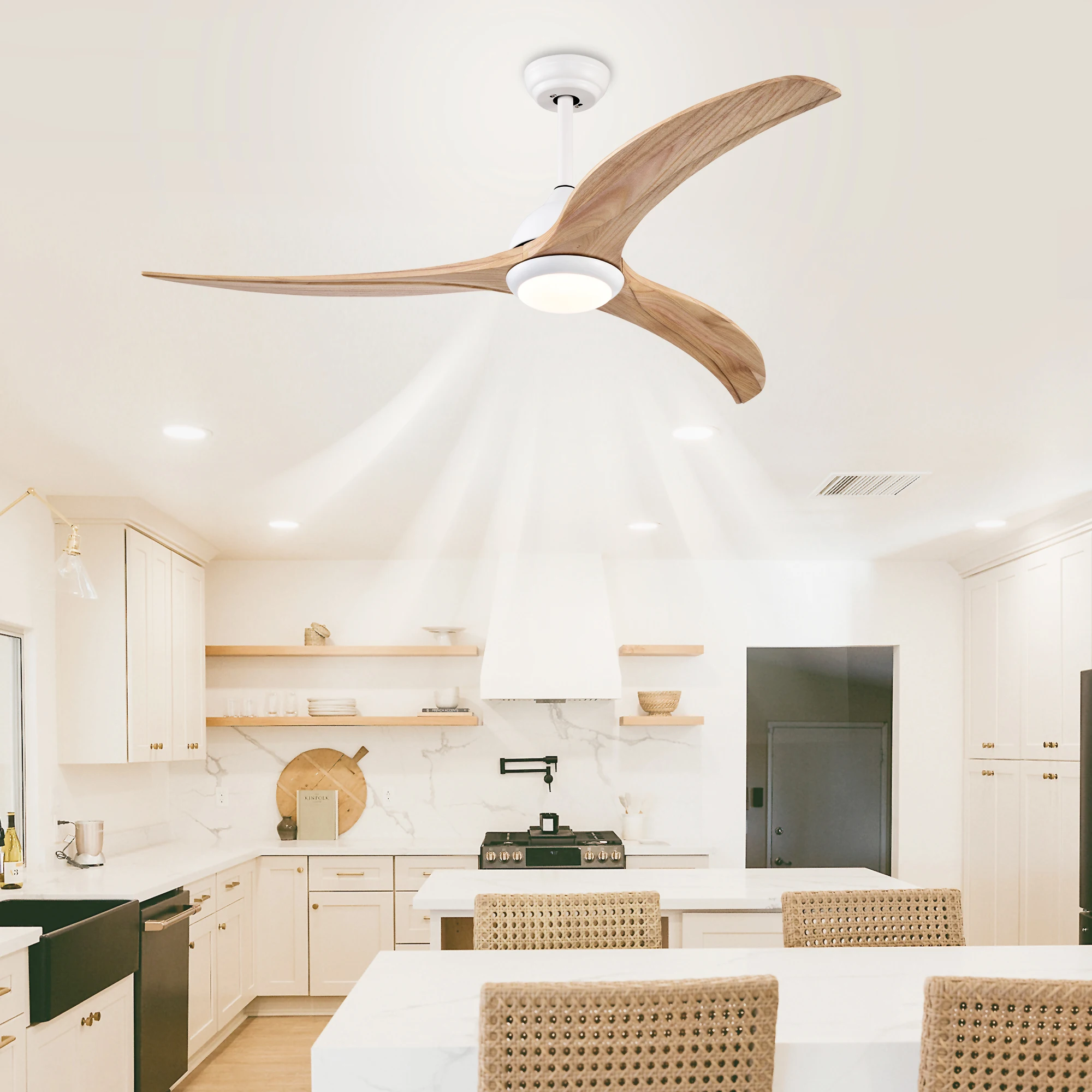 52" Solid Wood Blades Ceiling Fan with Light, Indoor Outdoor, Remote Control, Noiseless Reversible Motor, 6 Speed, 3 Color
52" Solid Wood Blades Ceiling Fan with Light, Indoor Outdoor, Remote Control, Noiseless Reversible Motor, 6 Speed, 3 Color