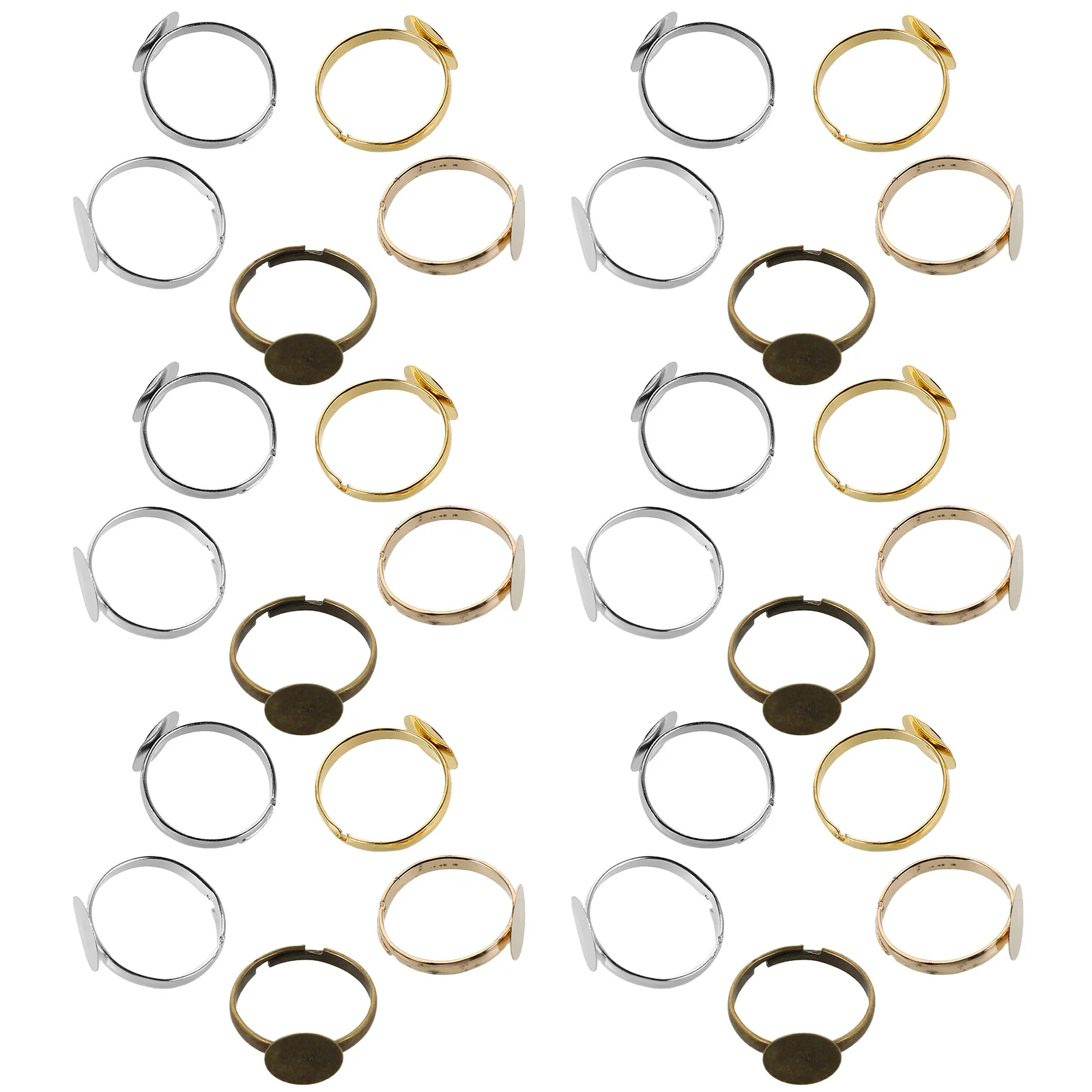 100Pcs Adjustable Cabochon Ring Settings Blank Ring Pad Flat Round Metal Bezel Tray DIY Jewelry Making Supplies 
100Pcs Adjustable Cabochon Ring Settings Blank Ring Pad Flat Round Metal Bezel Tray DIY Jewelry Making Supplies
