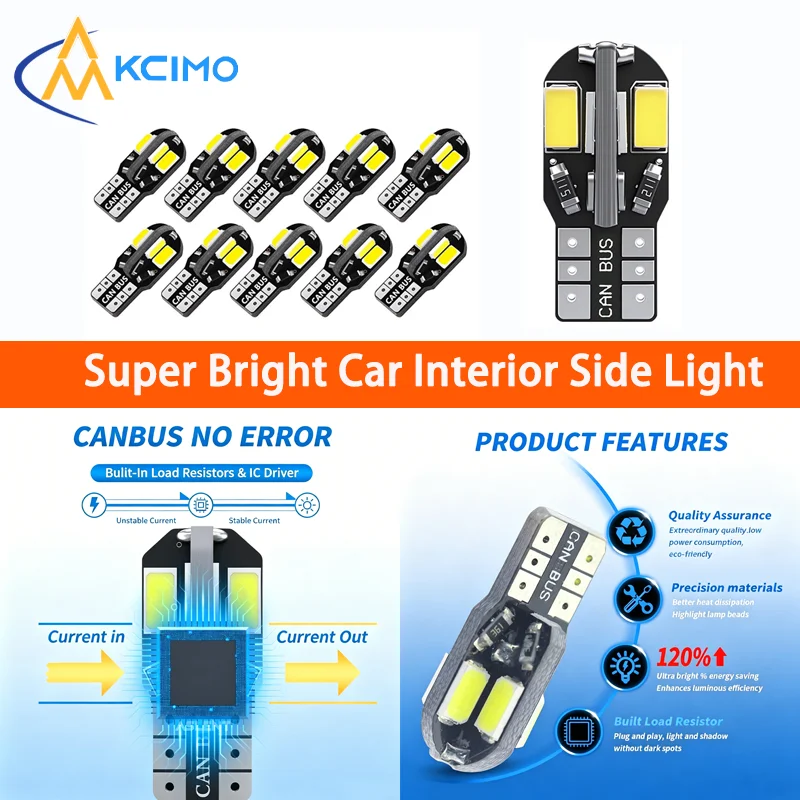 10Pcs T10 W5W 168 194 CANBUS LED Bulbs, 600LM High Bright 5630 SMD 12V Auto Interior Lights, Multi-Color IP67 Waterproof
10Pcs T10 W5W 168 194 CANBUS LED Bulbs, 600LM High Bright 5630 SMD 12V Auto Interior Lights, Multi-Color IP67 Waterproof