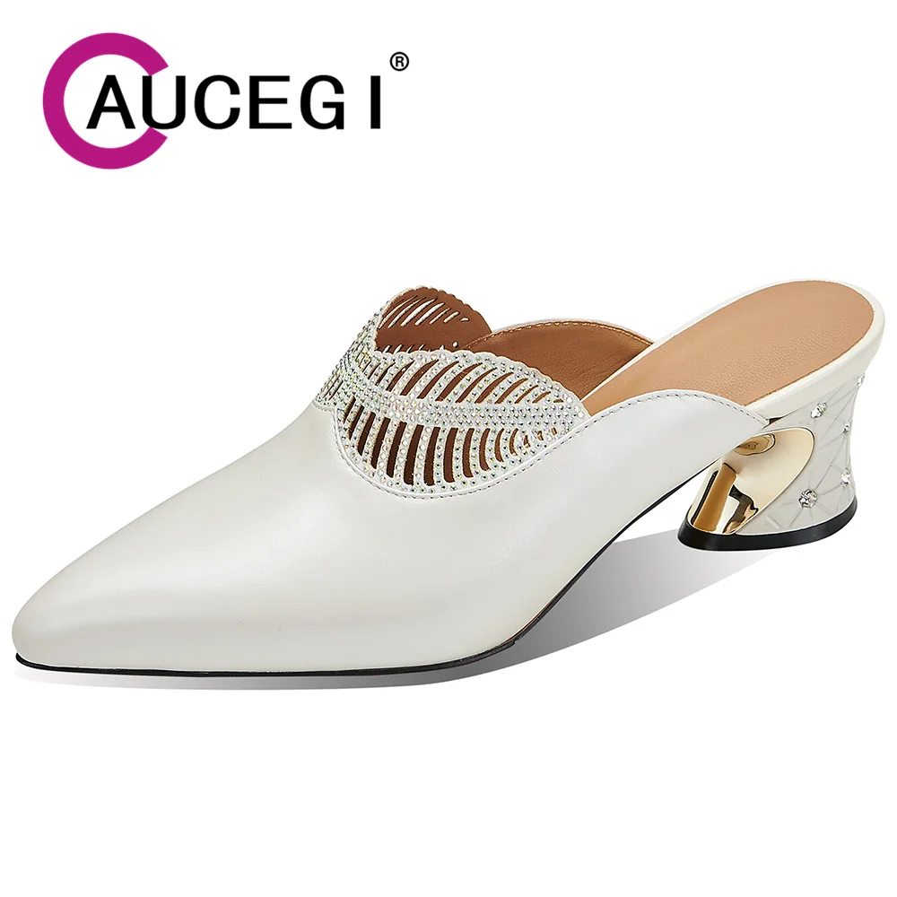 Aucegi Brand Design Women New Spring Summer Pointed Toe Genuine Leather Hollow Out Rhinestone Thick Heel Dress Party Shoes
Aucegi Brand Design Women New Spring Summer Pointed Toe Genuine Leather Hollow Out Rhinestone Thick Heel Dress Party Shoes