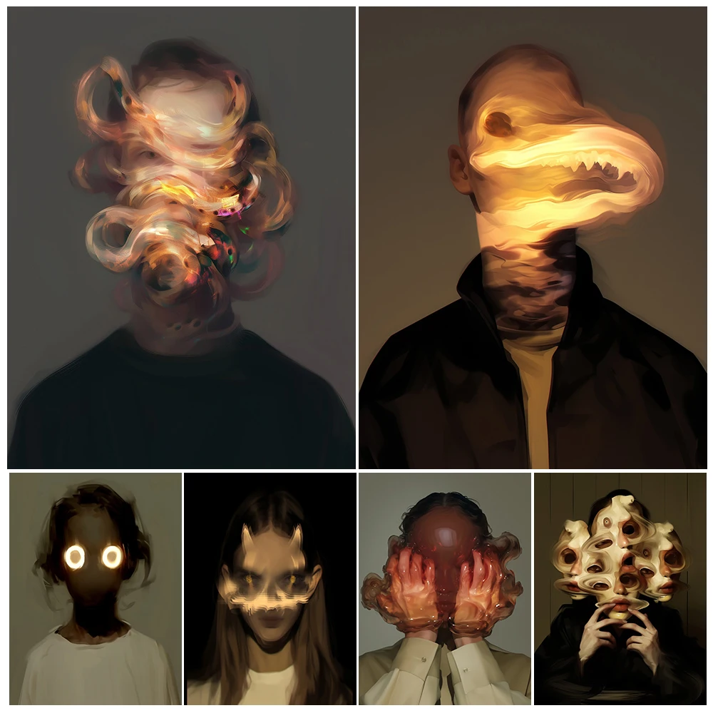 Creepy Weird Horror Portrait,Abstract Wall Art Canvas Painting,Blurred And Distorted Portrait Of A Weird Person Art Poster Print
Creepy Weird Horror Portrait,Abstract Wall Art Canvas Painting,Blurred And Distorted Portrait Of A Weird Person Art Poster Print