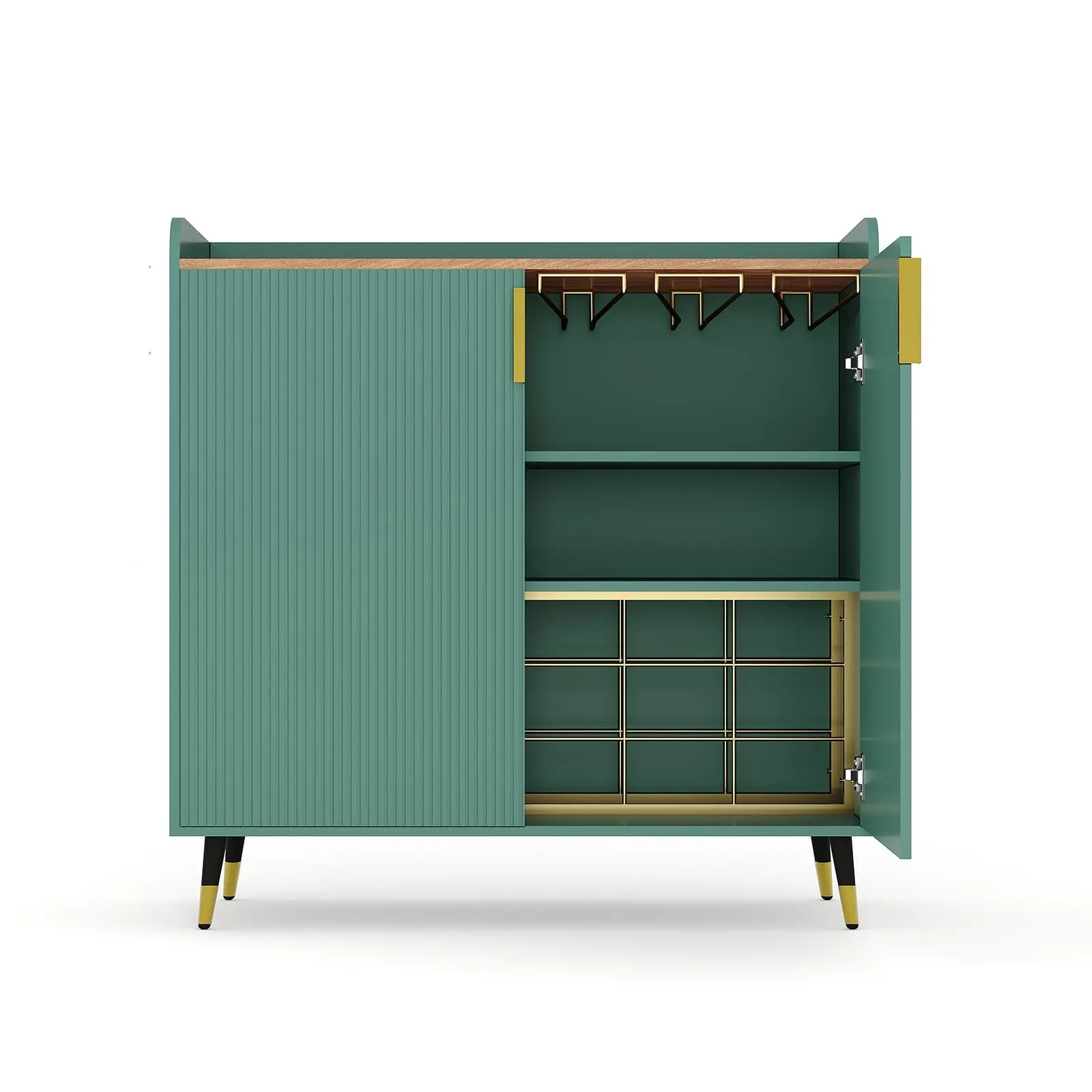 Modern Green Fluted Sideboard Cabinet With 9-Bottle Wine Rack, Glass Holder, Adjustable Shelf And Storage Compartment For
Modern Green Fluted Sideboard Cabinet With 9-Bottle Wine Rack, Glass Holder, Adjustable Shelf And Storage Compartment For