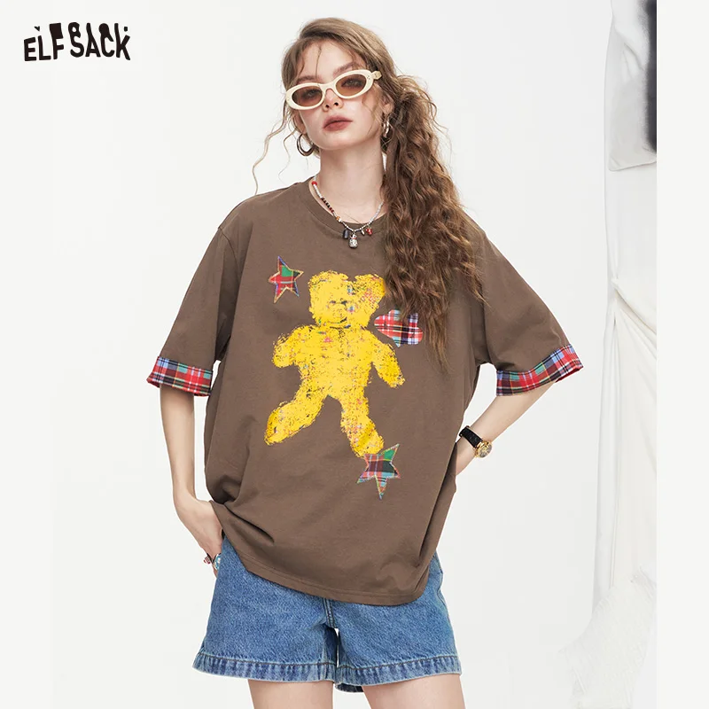 ELFSACK 2025 Summer New Arrivals Plaid Contrasting Color Teddy Bear Print Short Sleeve Casual T-Shirt For Women
ELFSACK 2025 Summer New Arrivals Plaid Contrasting Color Teddy Bear Print Short Sleeve Casual T-Shirt For Women