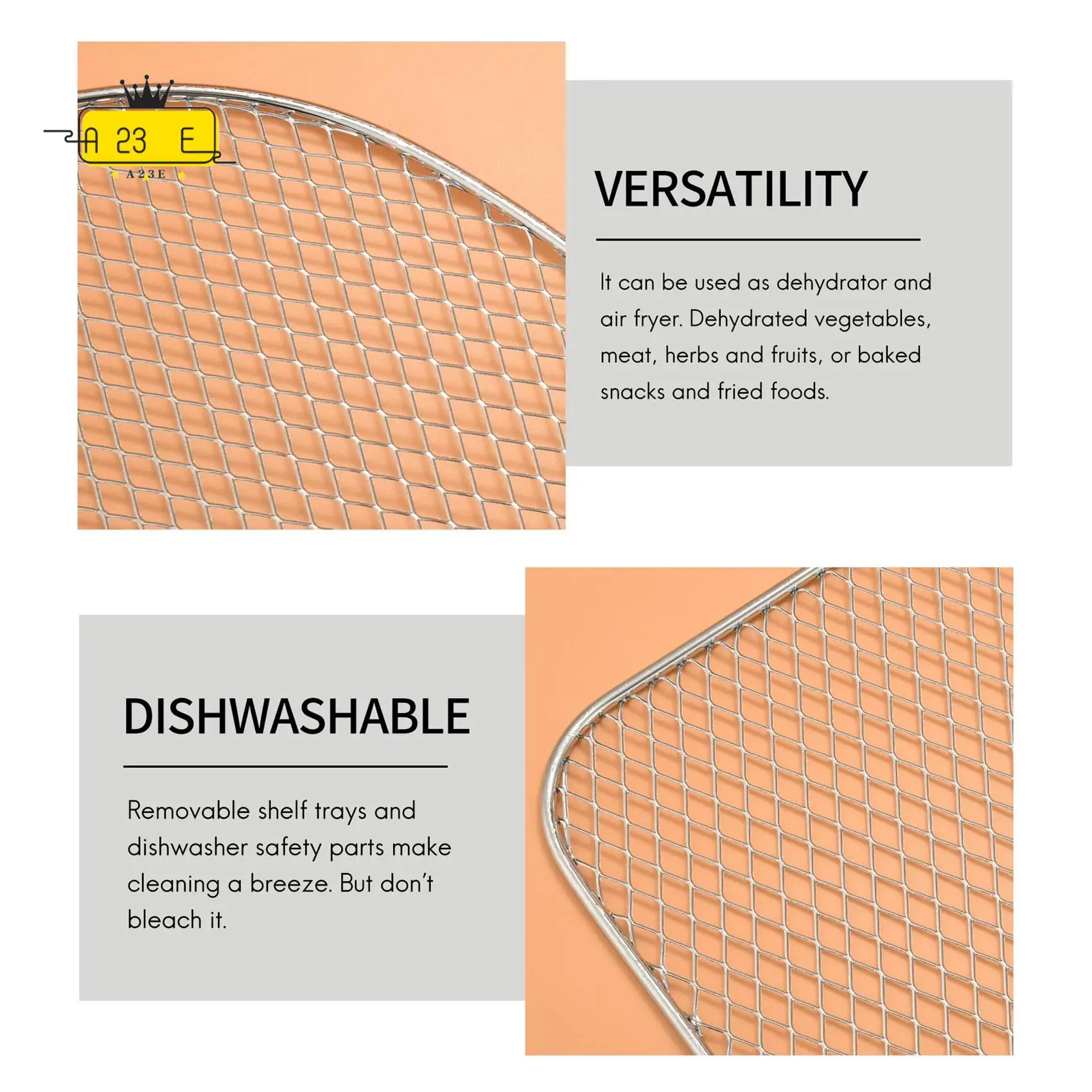 A23E-Dehydrator Rack For Air Fryer Oven,6 Quart Air Fryer Accessories,Dehydrated Fruit And Meat,Air Rack,Dehydration Tray 3Pc
A23E-Dehydrator Rack For Air Fryer Oven,6 Quart Air Fryer Accessories,Dehydrated Fruit And Meat,Air Rack,Dehydration Tray 3Pc