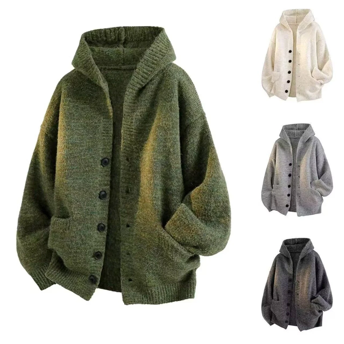 Retro American Hooded Open Cardigan Sweater Men's Autumn Winter New Lazy Style High Sensation Loose Knitted Outerwear Trendy
Retro American Hooded Open Cardigan Sweater Men's Autumn Winter New Lazy Style High Sensation Loose Knitted Outerwear Trendy