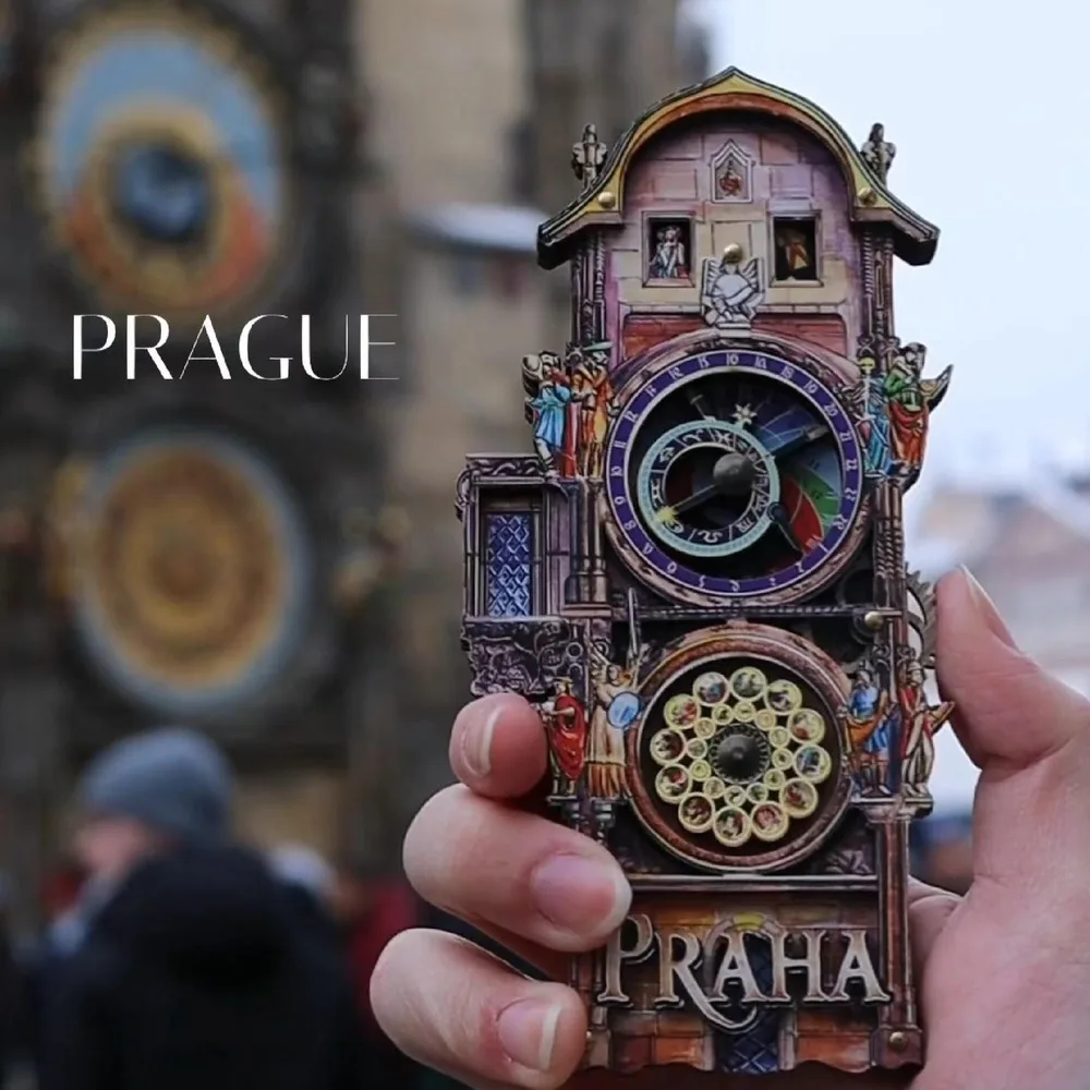Wooden Czech Prague Astronomical Clock Fridge Magnet 3D Rotating Souvenir Gift from Czech Europe Travel Memorabilia
Wooden Czech Prague Astronomical Clock Fridge Magnet 3D Rotating Souvenir Gift from Czech Europe Travel Memorabilia