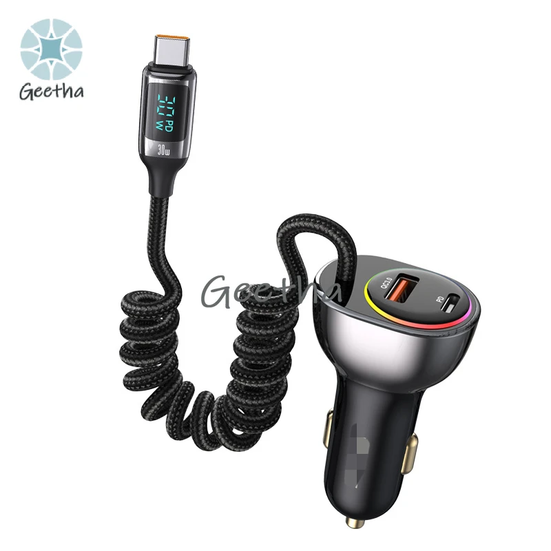 TWO-PIECE OEM CC192 60 Вт USB A C Автомобильное зарядное устройство QC Двухпортовый адаптер для быстрой зарядки с пружинным кабелем PD30W типа C для Smartph
TWO-PIECE OEM CC192 60 Вт USB A C Автомобильное зарядное устройство QC Двухпортовый адаптер для быстрой зарядки с пружинным кабелем PD30W типа C для Smartph