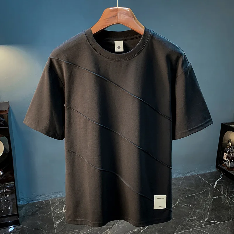 Summer thin men's short sleeved T-shirt ice silk cotton breathable quick drying folding line design sense top
Summer thin men's short sleeved T-shirt ice silk cotton breathable quick drying folding line design sense top