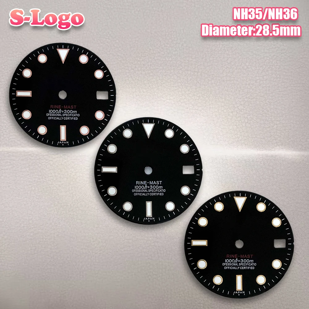 28.5mm S Logo SUB Dive Dial Fit NH35/NH36 Movement Green Luminous Black Matte Dial Watch Modification Accessories Repair tools
28.5mm S Logo SUB Dive Dial Fit NH35/NH36 Movement Green Luminous Black Matte Dial Watch Modification Accessories Repair tools