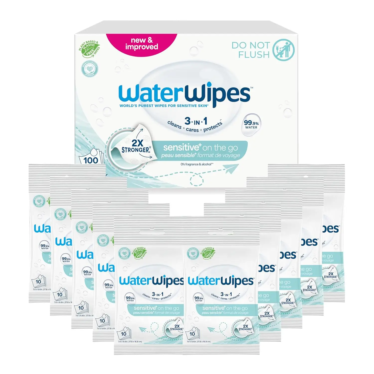 Sensitive+ On-The-Go Wipes, 3-in-1 Cleans, Cares & Protects, 99.9% Water, Unscented, Hypoallergenic, 100 Count (10 Packs)
Sensitive+ On-The-Go Wipes, 3-in-1 Cleans, Cares & Protects, 99.9% Water, Unscented, Hypoallergenic, 100 Count (10 Packs)