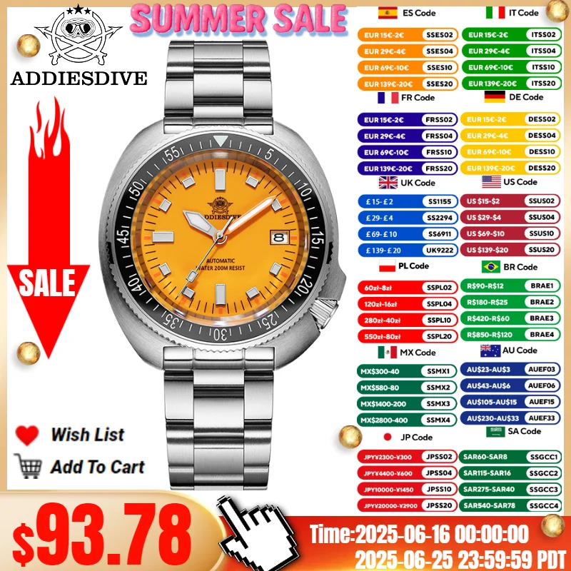 ADDIESDIVE TOP Men's Luxury Watch reloj Sapphire Crystal 200m Diver BGW9 Super Luminous Japan NH35A Automatic Mechanical Watches
ADDIESDIVE TOP Men's Luxury Watch reloj Sapphire Crystal 200m Diver BGW9 Super Luminous Japan NH35A Automatic Mechanical Watches