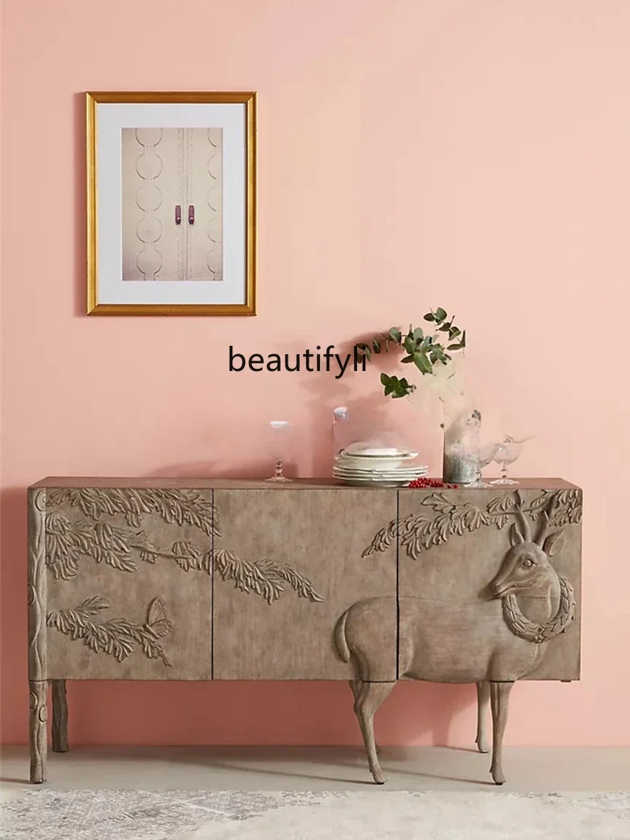 Asmt51 French retro old display cabinet living room against the wall wine cabinet dining side cabinet 
Asmt51 French retro old display cabinet living room against the wall wine cabinet dining side cabinet