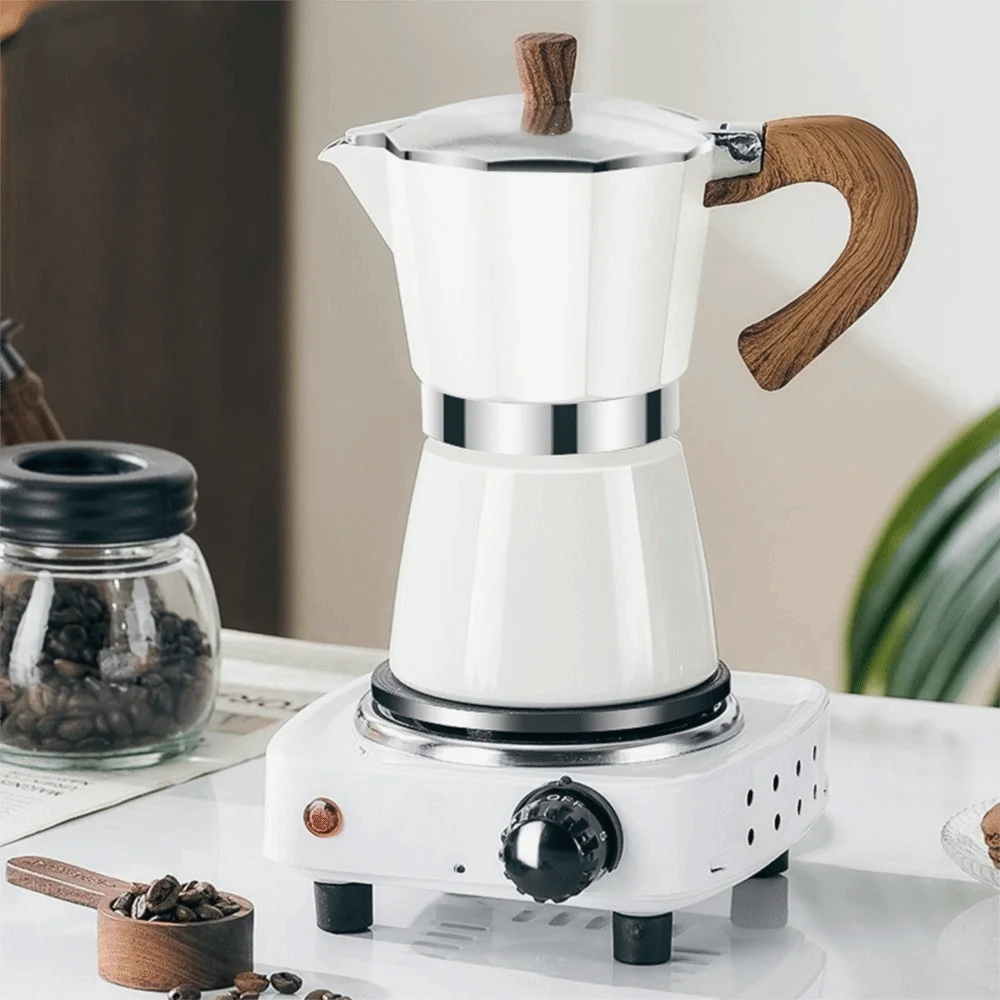 Octagonal Aluminum Moka Pot 150ml/300ml Wood Pattern Handle Espresso Maker Pot Brewing Tool Durable Brewing Coffee Pot Kitchen
Octagonal Aluminum Moka Pot 150ml/300ml Wood Pattern Handle Espresso Maker Pot Brewing Tool Durable Brewing Coffee Pot Kitchen