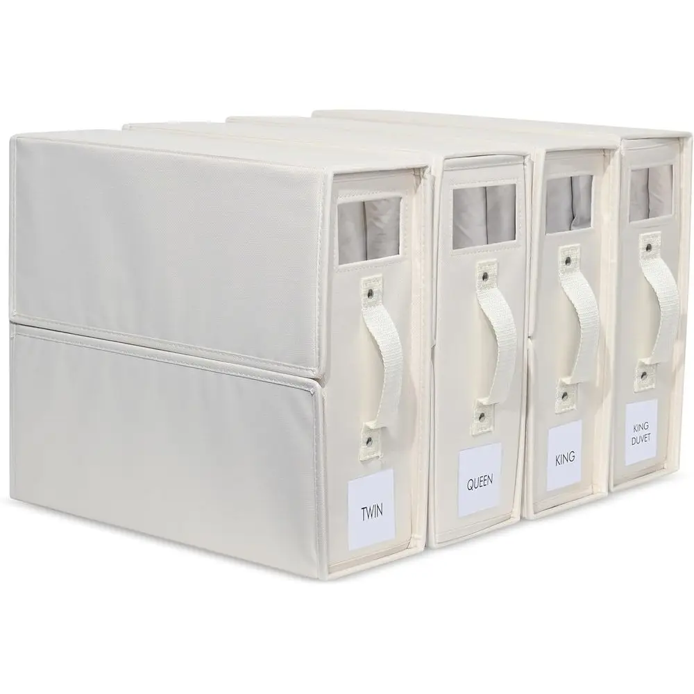 4-Piece Premium Collapsible Organizer Set for Sheets, Comforters, and Linen Storage with Built-In Labels
4-Piece Premium Collapsible Organizer Set for Sheets, Comforters, and Linen Storage with Built-In Labels
