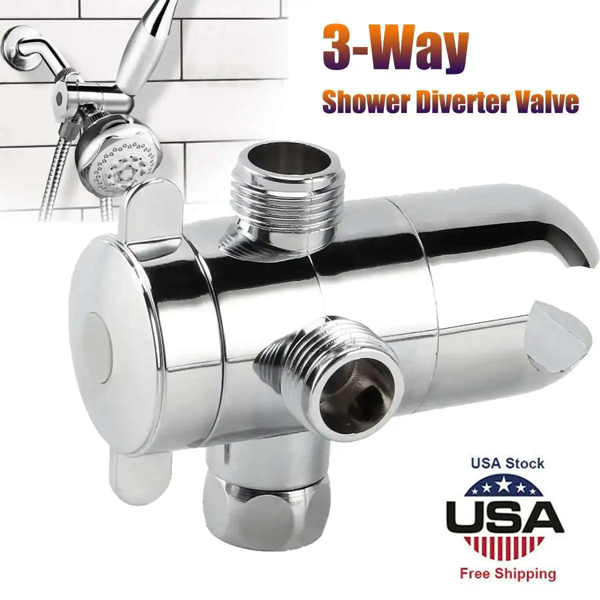 3-Way ABS Bathroom Shower Head Diverter Valve Sprayer Arm Mount Water Separator
3-Way ABS Bathroom Shower Head Diverter Valve Sprayer Arm Mount Water Separator