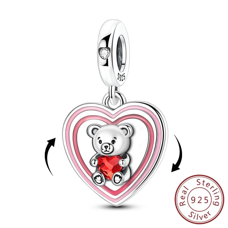 New 925 Sterling Silver Sweet Little Bear Holding Heart Charms Pendant Couple Beads Fit Original Bracelet DIY Jewelry Accessory
New 925 Sterling Silver Sweet Little Bear Holding Heart Charms Pendant Couple Beads Fit Original Bracelet DIY Jewelry Accessory