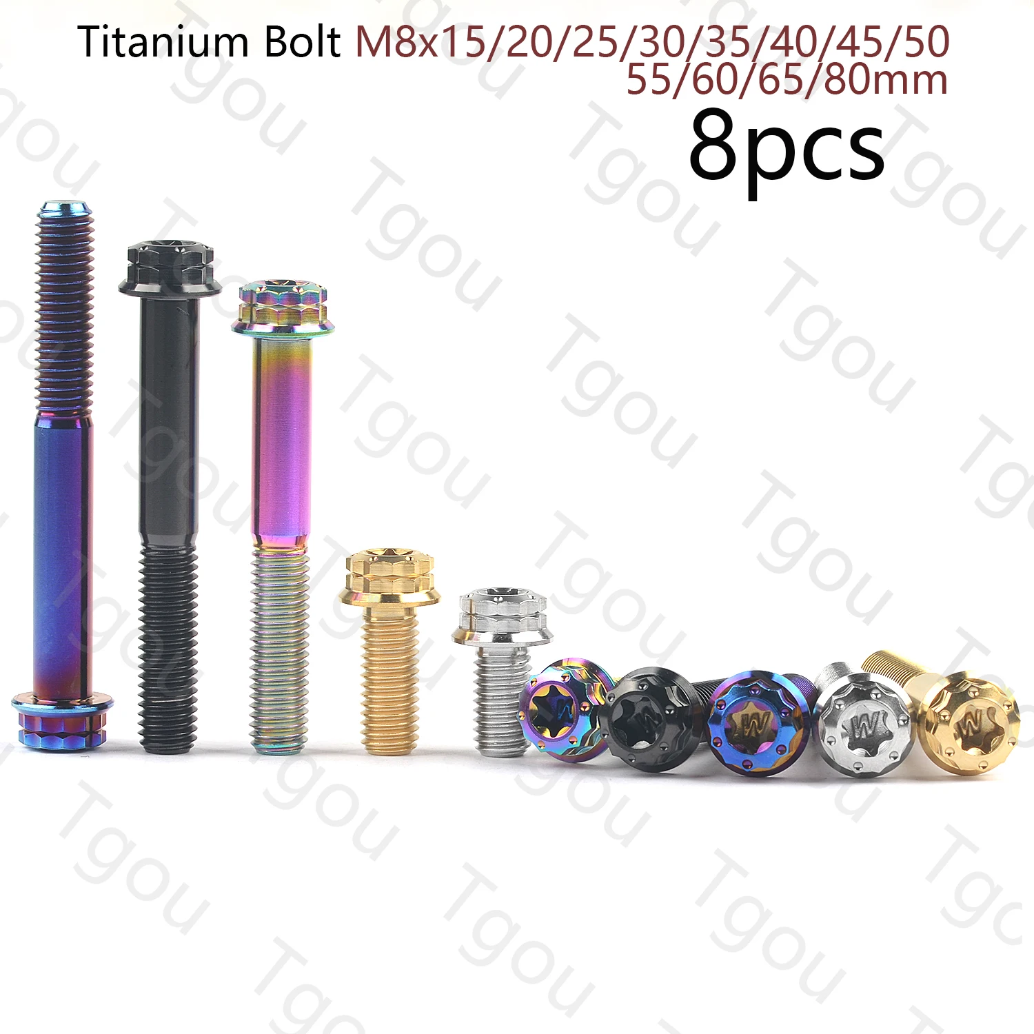 Tgou Titanium Bolt M8x15/20/25/30/35/40/45/50/55/60/65/80mm Pitch1.25mm 12 Points Flange Torx Head Screw for Motorcycle 8pcs
Tgou Titanium Bolt M8x15/20/25/30/35/40/45/50/55/60/65/80mm Pitch1.25mm 12 Points Flange Torx Head Screw for Motorcycle 8pcs