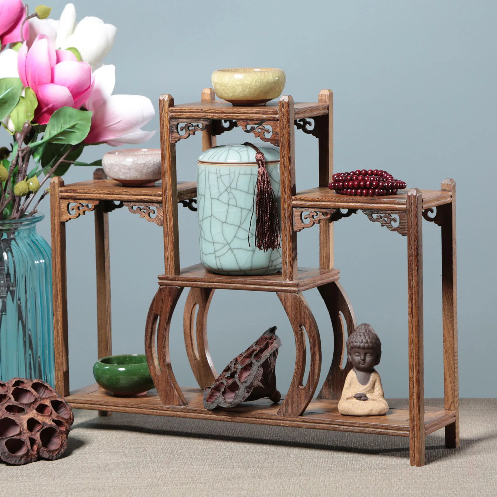 Wooden Shelf Vintage Display Stand Perfect for Tea Canister Jade Curio Storage Rack Home Decor Elegant Display Rack
Wooden Shelf Vintage Display Stand Perfect for Tea Canister Jade Curio Storage Rack Home Decor Elegant Display Rack