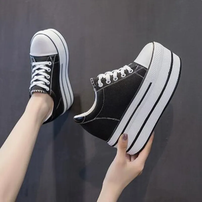 New Luxury Genuine Leather Canvas Shoes Breathable Women Super High Heel Sneakers Women Autumn Ultra-Hidden Heels Vulcanize Shoe
New Luxury Genuine Leather Canvas Shoes Breathable Women Super High Heel Sneakers Women Autumn Ultra-Hidden Heels Vulcanize Shoe