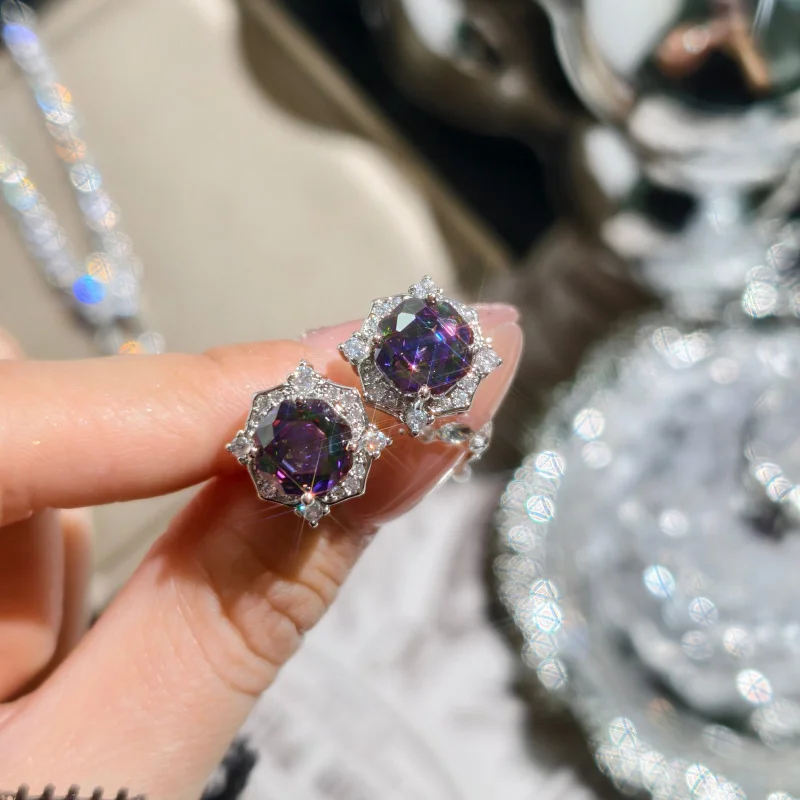 Rose Cut Iridescent Octagonal Zircon Flower Necklace Pendant Open Ring Earring Set
Rose Cut Iridescent Octagonal Zircon Flower Necklace Pendant Open Ring Earring Set
