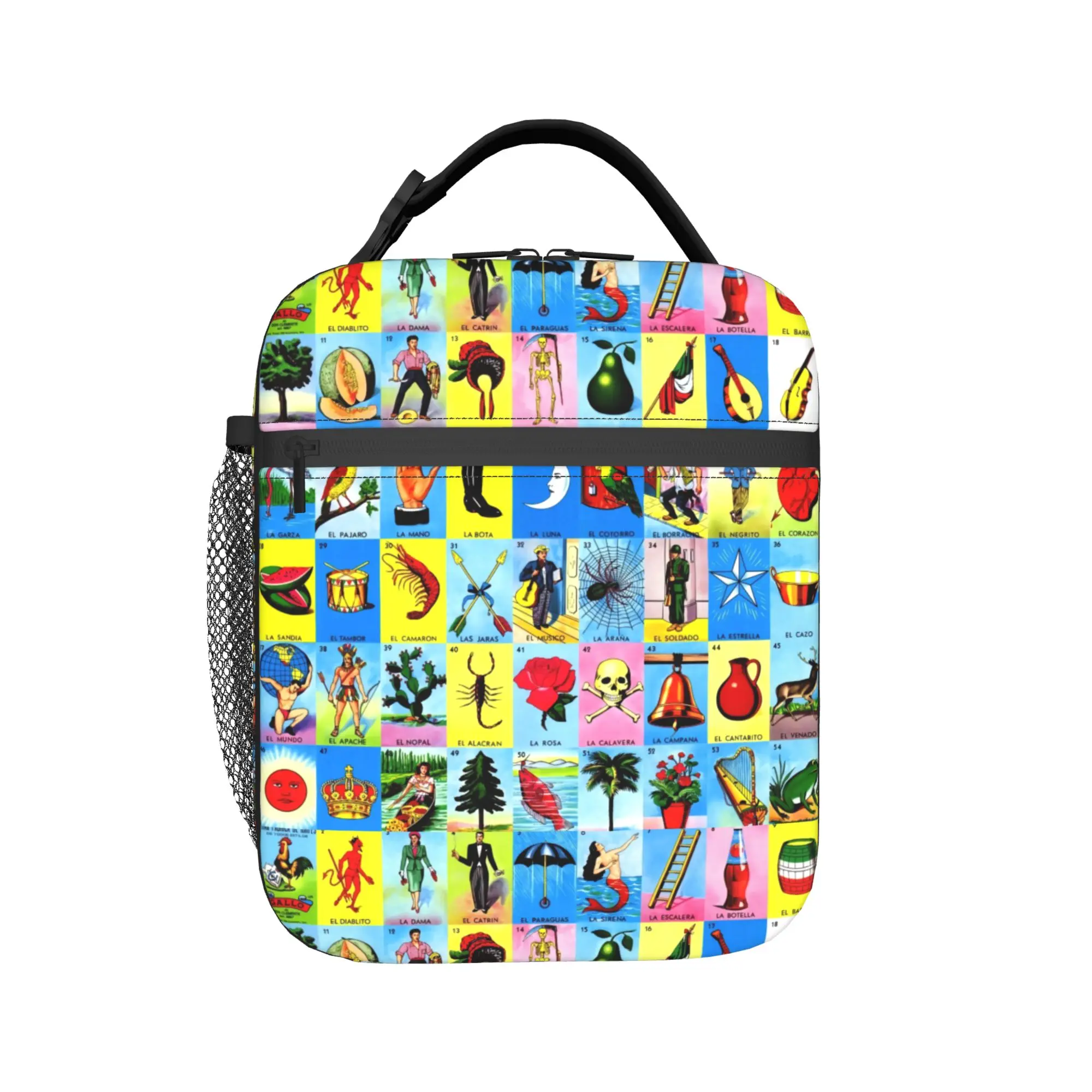 Custom Mexican Lottery Game Insulated Lunch Bag for Camping Travel Leakproof Cooler Thermal Lunch Box Men Women
Custom Mexican Lottery Game Insulated Lunch Bag for Camping Travel Leakproof Cooler Thermal Lunch Box Men Women