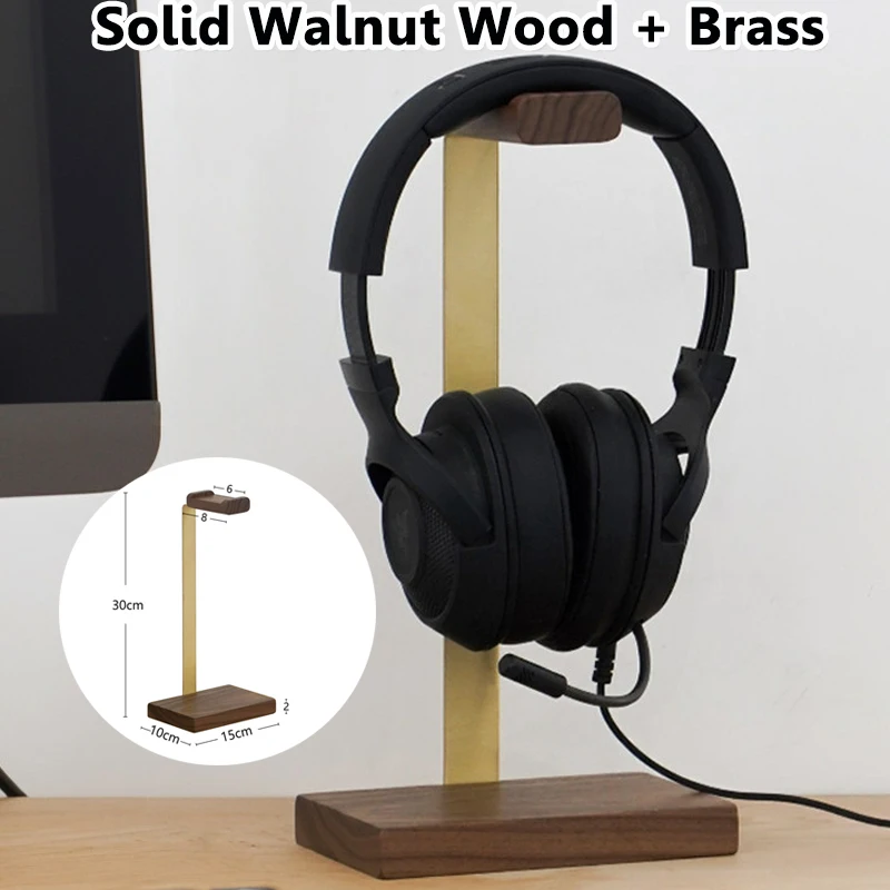 Solid Wood Headphones Stand Walnut+Brass Gaming Headset Holder Desktop Head-mounted Earphones Display Shelf with Thickened Base
Solid Wood Headphones Stand Walnut+Brass Gaming Headset Holder Desktop Head-mounted Earphones Display Shelf with Thickened Base
