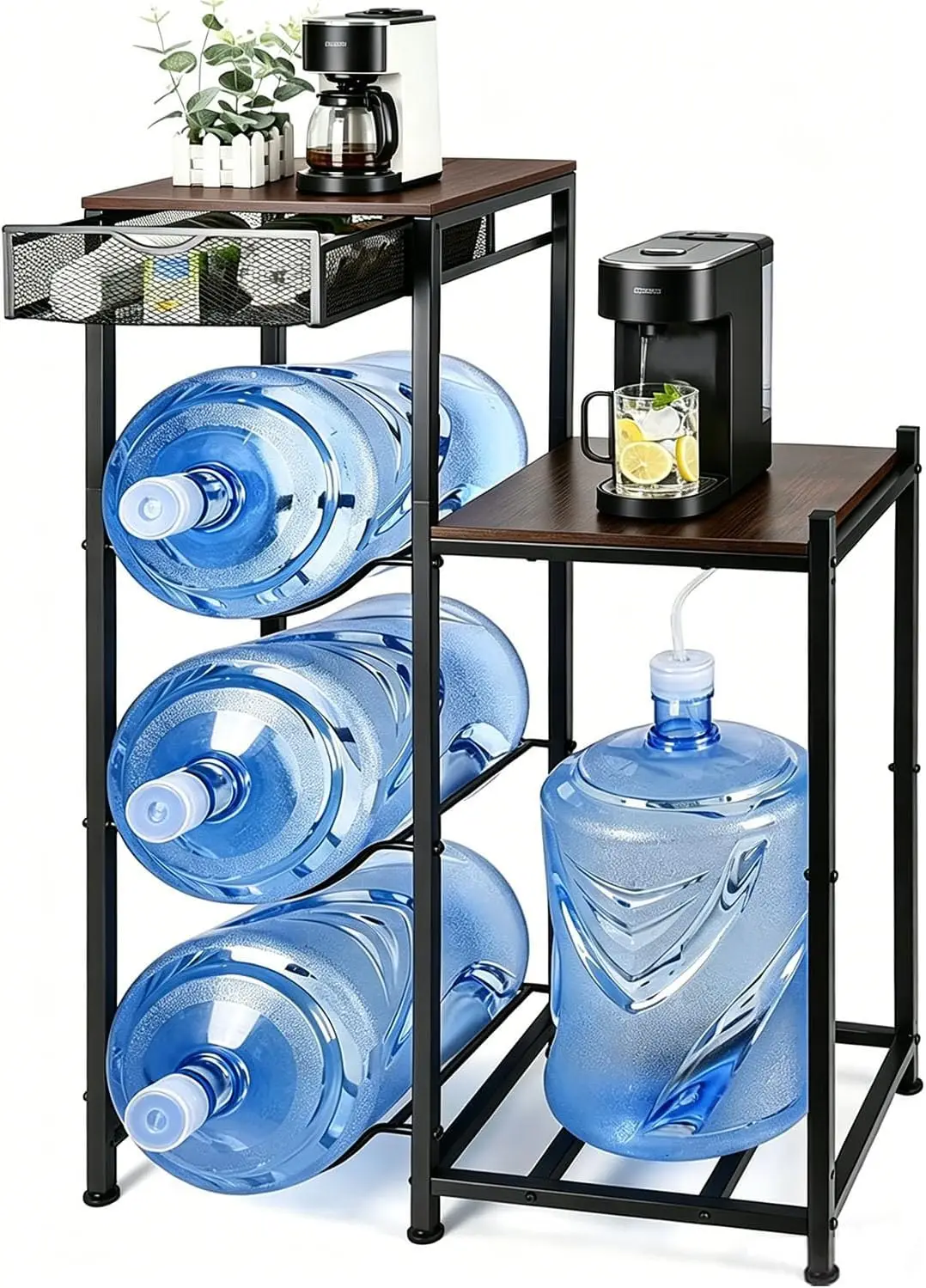 5 Gallon Water Jug Holder with Wood Tabletop Shelf and Storage Rack for Water Dispenser
5 Gallon Water Jug Holder with Wood Tabletop Shelf and Storage Rack for Water Dispenser