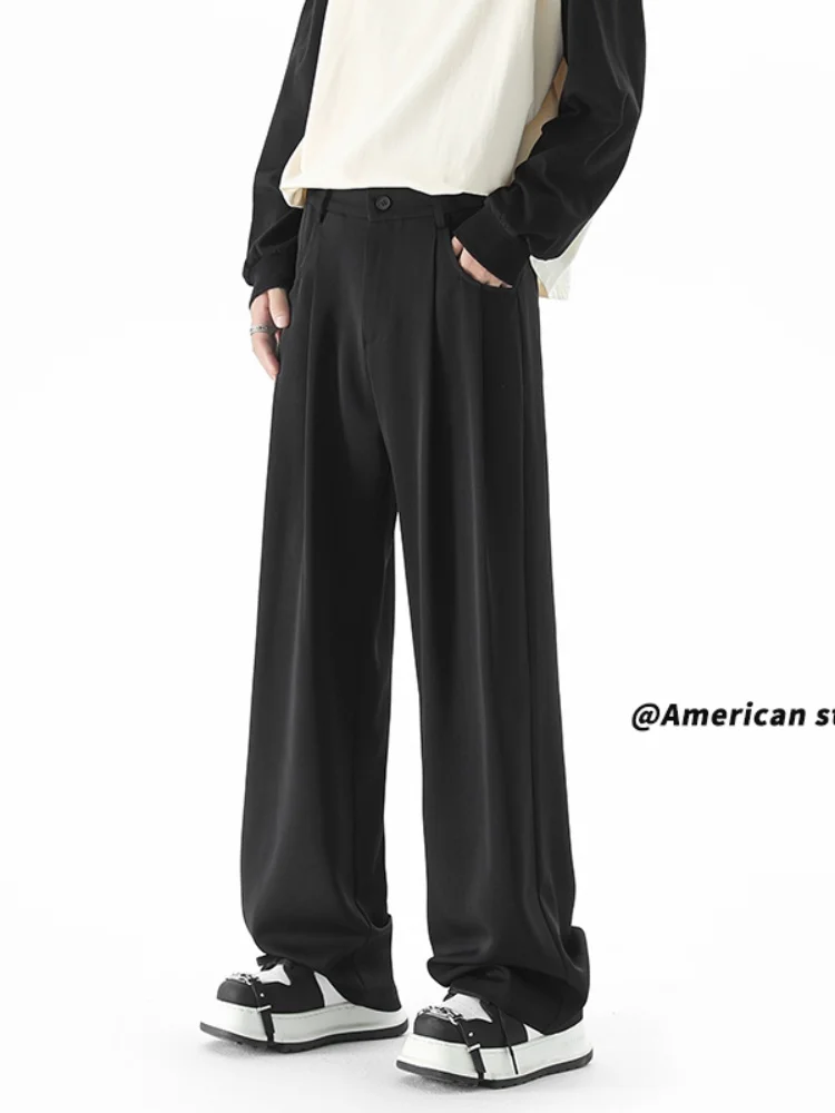 High Waist Ice Silk Men's Suit Pants Summer New Loose Straight Leg Casual Long Trousers Draping Thin Fashionable Youth Style
High Waist Ice Silk Men's Suit Pants Summer New Loose Straight Leg Casual Long Trousers Draping Thin Fashionable Youth Style