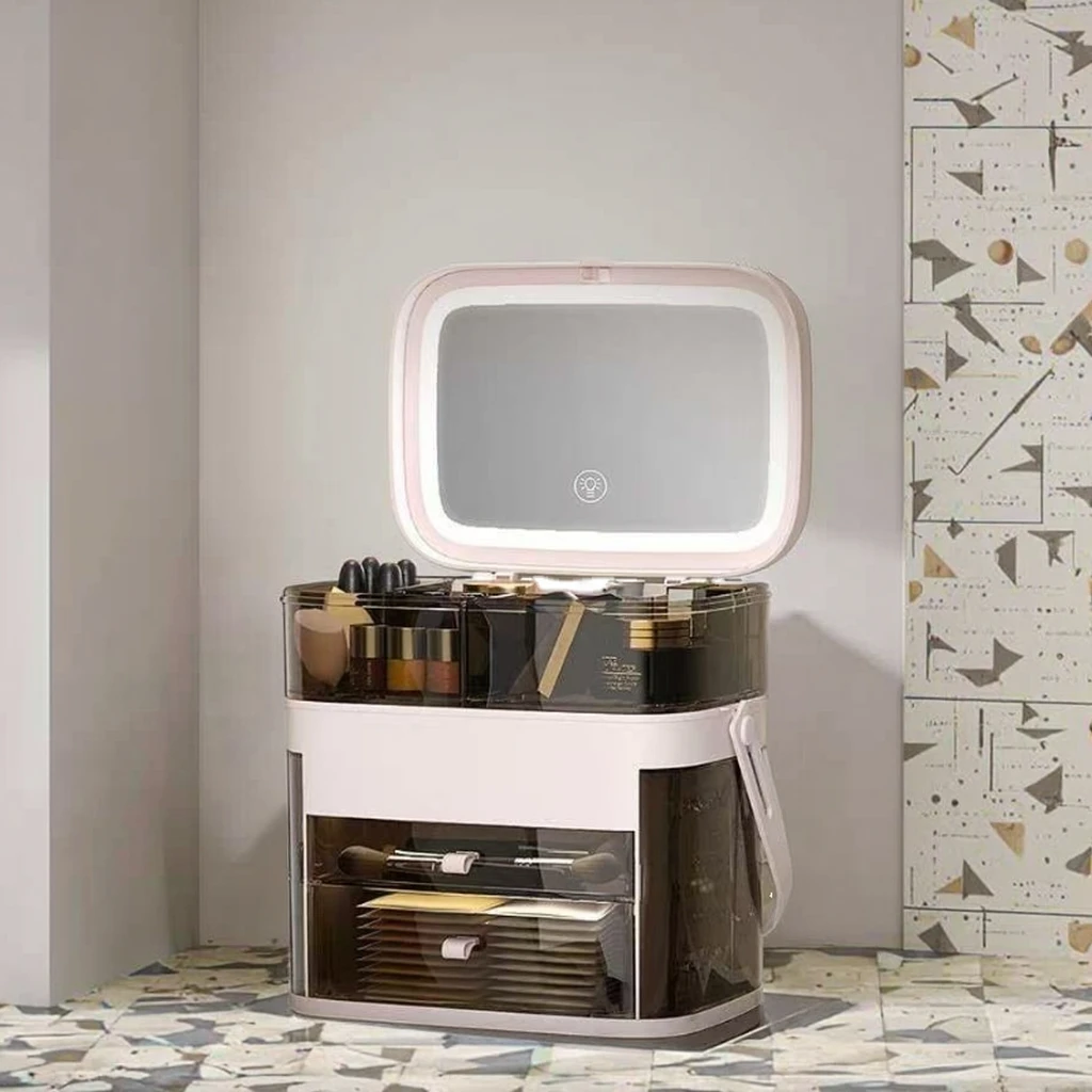 Large Capacity Desktop Household Storage Rack Mirror Integrated Cosmetics Storage Box for Skincare Products for Dressing Table
Large Capacity Desktop Household Storage Rack Mirror Integrated Cosmetics Storage Box for Skincare Products for Dressing Table