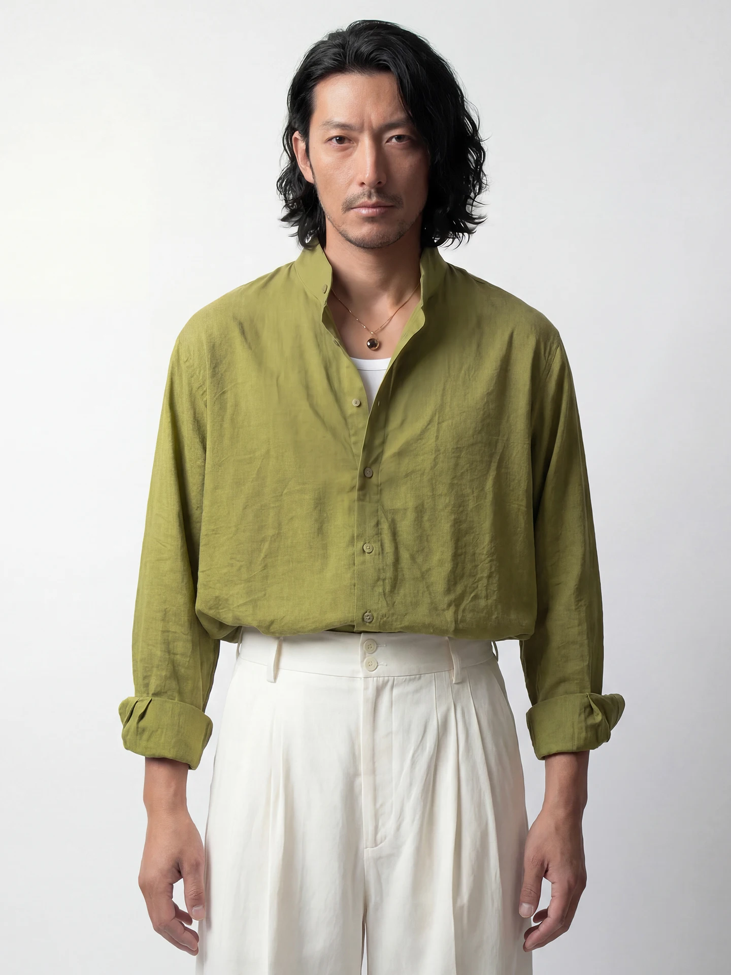 Soarin Vintage Italian Style Men's Shirt Summer Olive Green Cotton Feel Loose Long Sleeve Stand Collar Breathable Casual Shirt
Soarin Vintage Italian Style Men's Shirt Summer Olive Green Cotton Feel Loose Long Sleeve Stand Collar Breathable Casual Shirt