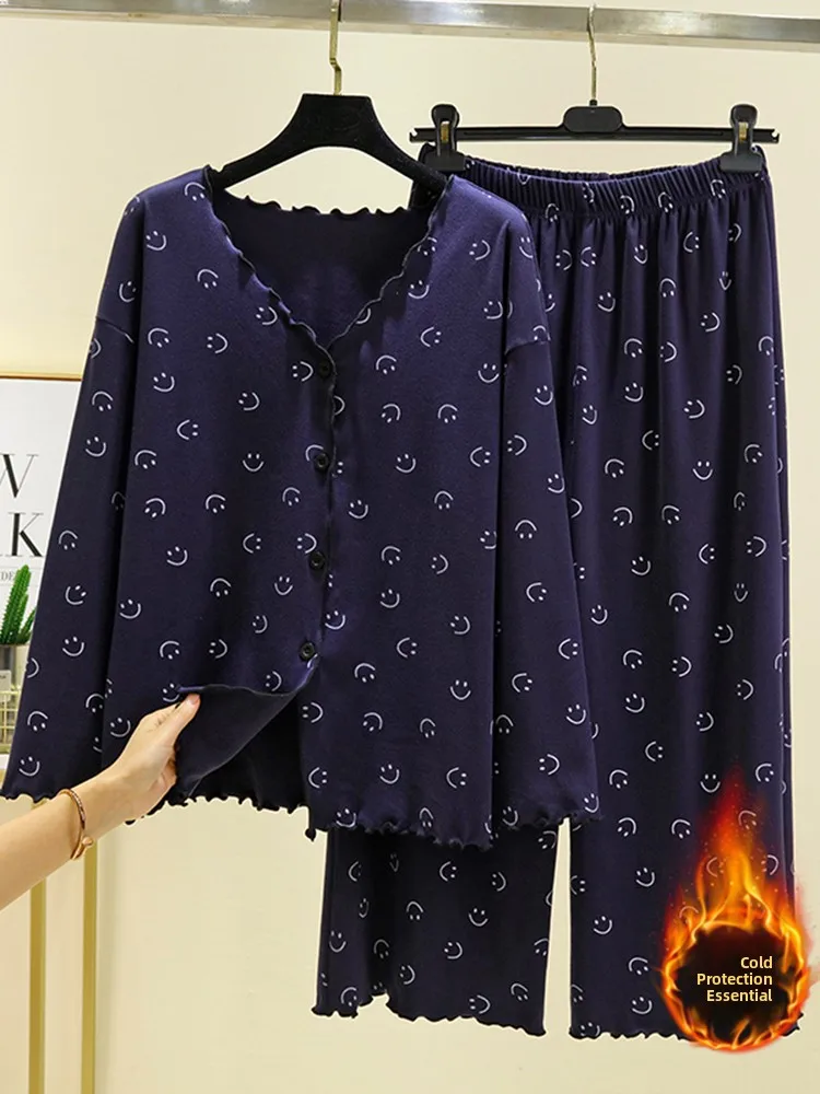 Double-Sided Velvet Print Floral Cardigan Home Clothes Women's Autumn Winter Loose Fleece Pajamas Casual Home Set Large Size
Double-Sided Velvet Print Floral Cardigan Home Clothes Women's Autumn Winter Loose Fleece Pajamas Casual Home Set Large Size