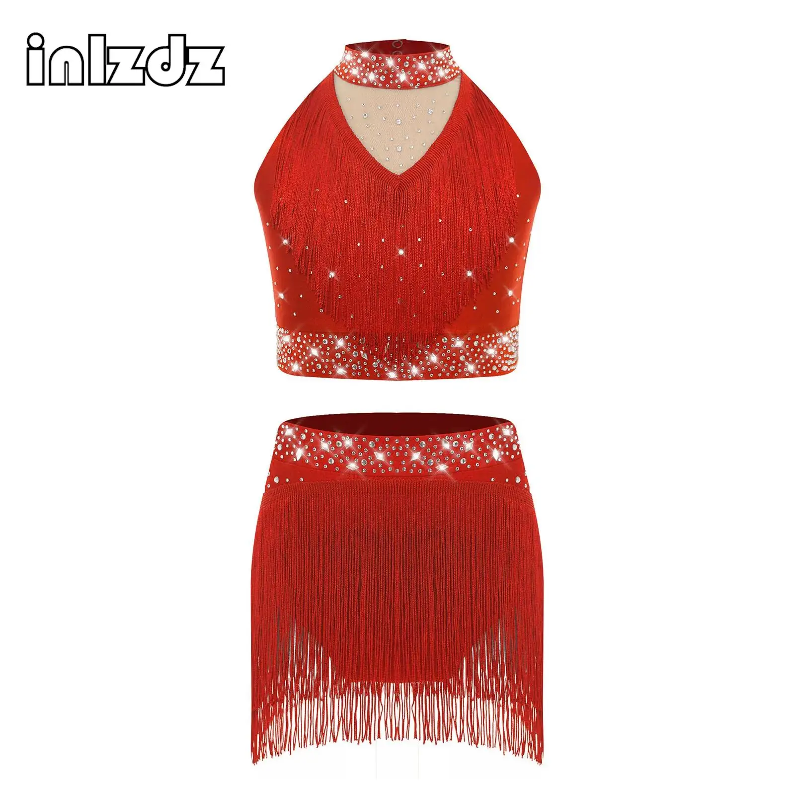 Girls Latin Dance Training Fringe Costume Outfit Cropped Vest Tops Stand Collar With Dance Bottoms Stage Performance Dancewear
Girls Latin Dance Training Fringe Costume Outfit Cropped Vest Tops Stand Collar With Dance Bottoms Stage Performance Dancewear