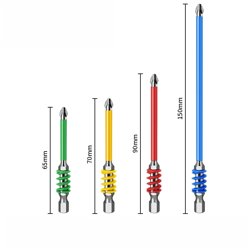 4pcs 65/70/90/150mm Anti-Slip Magnetic Phillips Bit with Spring Magnetic Screwdriver Bits PH2 Driver Screw 1/4'' Hex Shank Drill
4pcs 65/70/90/150mm Anti-Slip Magnetic Phillips Bit with Spring Magnetic Screwdriver Bits PH2 Driver Screw 1/4'' Hex Shank Drill