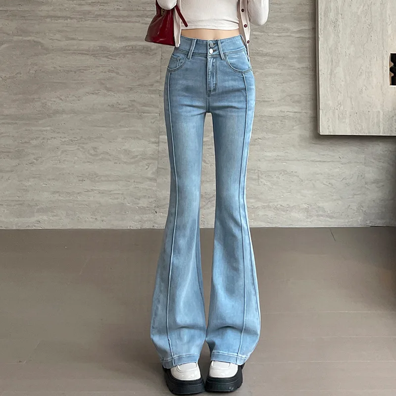 Джинсовые брюки-клеш High Street Trend, женские весенне-осенние модные облегающие удобные эластичные джинсы с высокой талией в стиле ретро
Джинсовые брюки-клеш High Street Trend, женские весенне-осенние модные облегающие удобные эластичные джинсы с высокой талией в стиле ретро