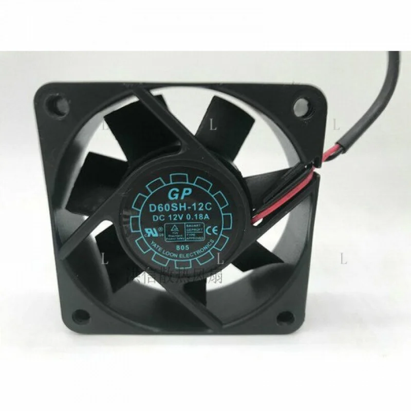L 1 PCS for YATE LOON GP Fan D60SH-12C DC 12V 0.18A 6020 6cm 2 pin # A6–40
L 1 PCS for YATE LOON GP Fan D60SH-12C DC 12V 0.18A 6020 6cm 2 pin # A6–40