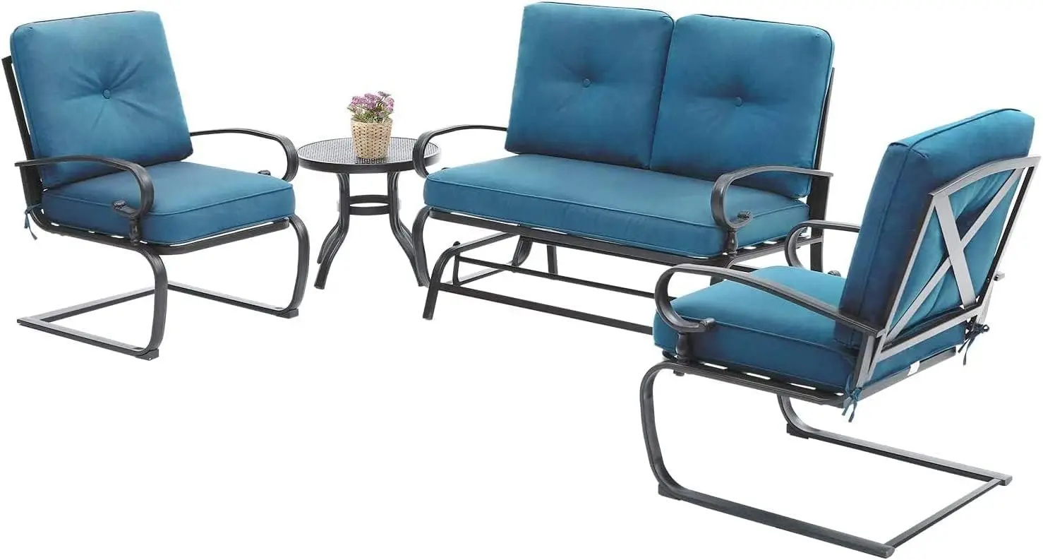 Patio Conversation Sets - Outdoor Metal Furniture Set, Wrought Iron, Including Glider, Bistro Table, 2 Spring Lounge Chairs
Patio Conversation Sets - Outdoor Metal Furniture Set, Wrought Iron, Including Glider, Bistro Table, 2 Spring Lounge Chairs