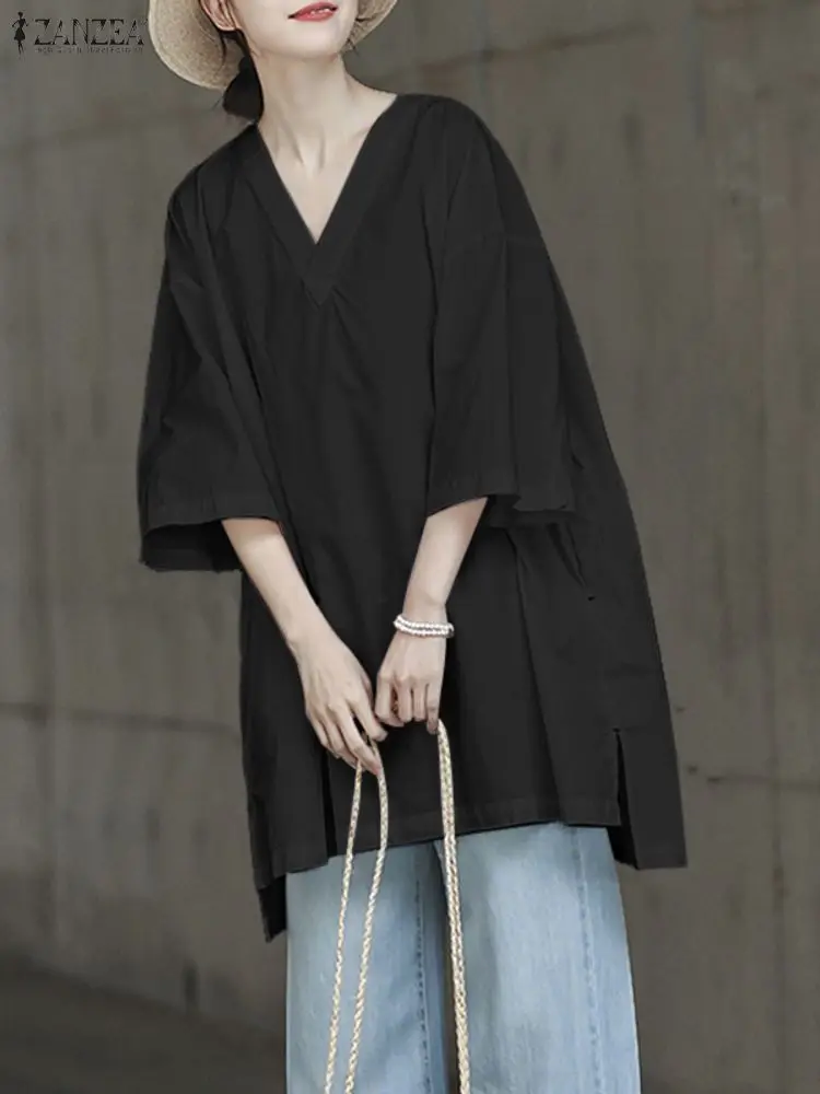 2025 женские свободные блузки ZANZEA, осенние блузки с v-образным вырезом и рукавами 3/4, повседневные однотонные тонкие топы Mujer, женская рабочая рубашка, туника оверсайз
2025 женские свободные блузки ZANZEA, осенние блузки с v-образным вырезом и рукавами 3/4, повседневные однотонные тонкие топы Mujer, женская рабочая рубашка, туника оверсайз